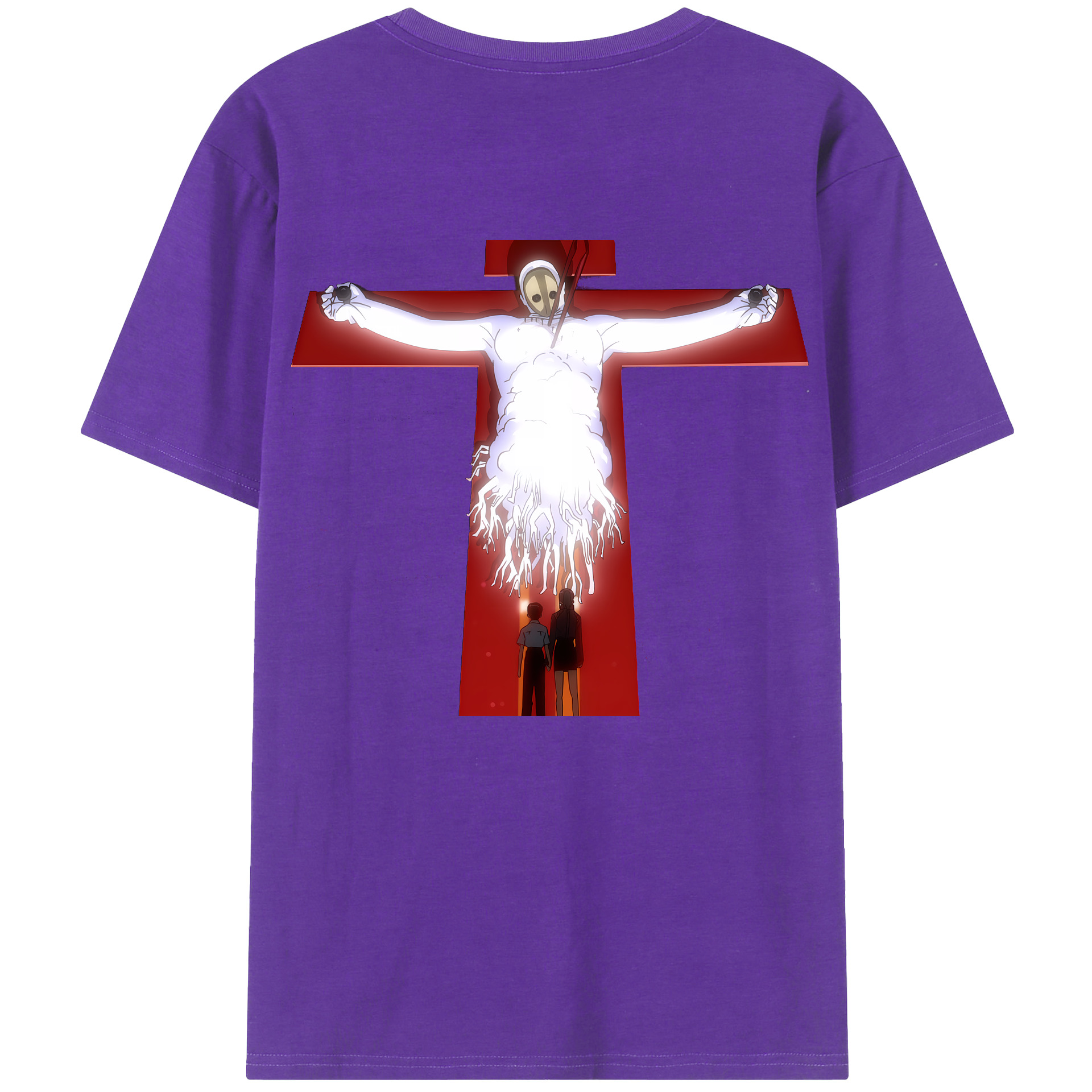 （画像用） EVA 新世紀エヴァンゲリオン 綿100％ メンズ半袖Tシャツ（バックプリント） 通気性
