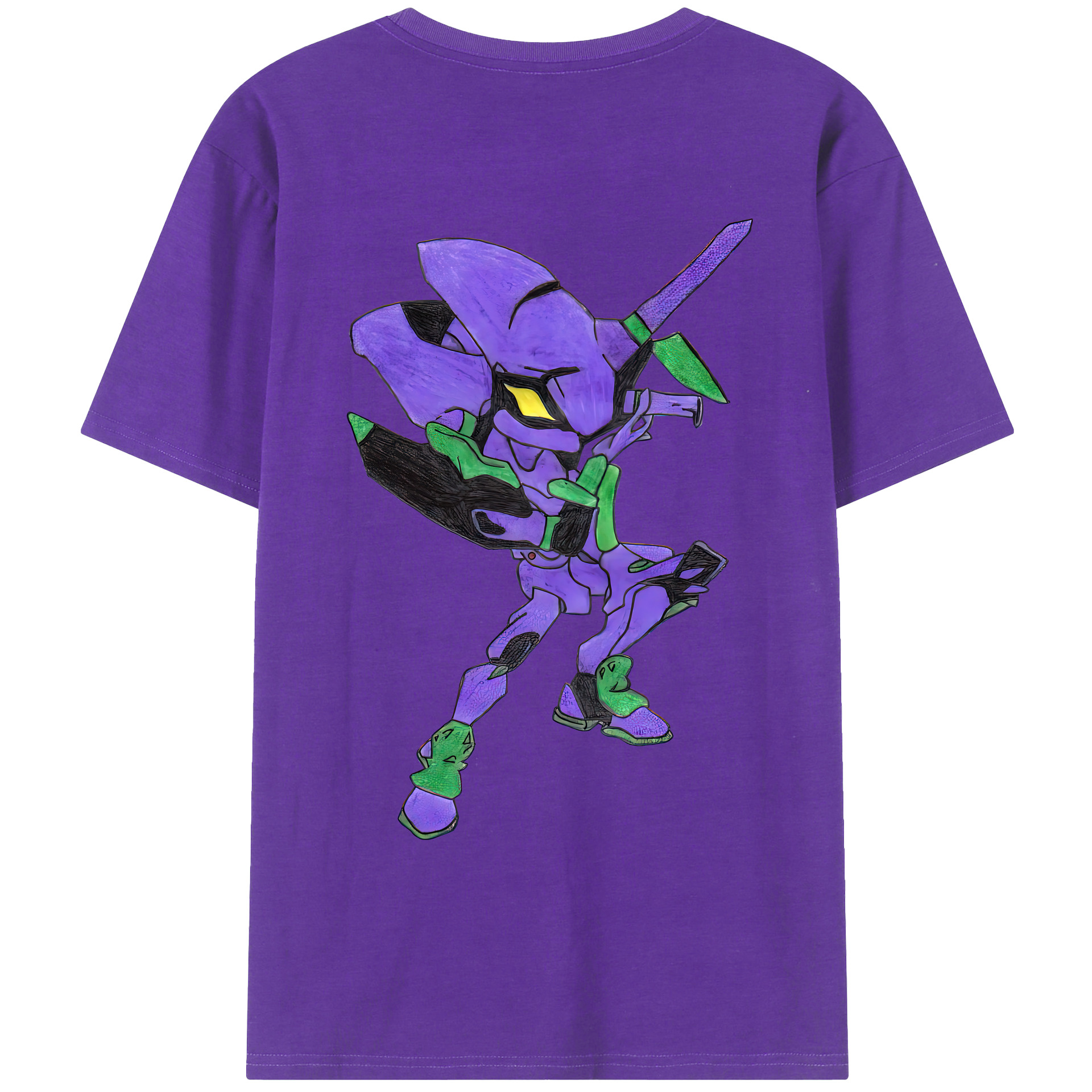 （画像用） EVA 新世紀エヴァンゲリオン 綿100％ メンズ半袖Tシャツ（バックプリント） 通気性