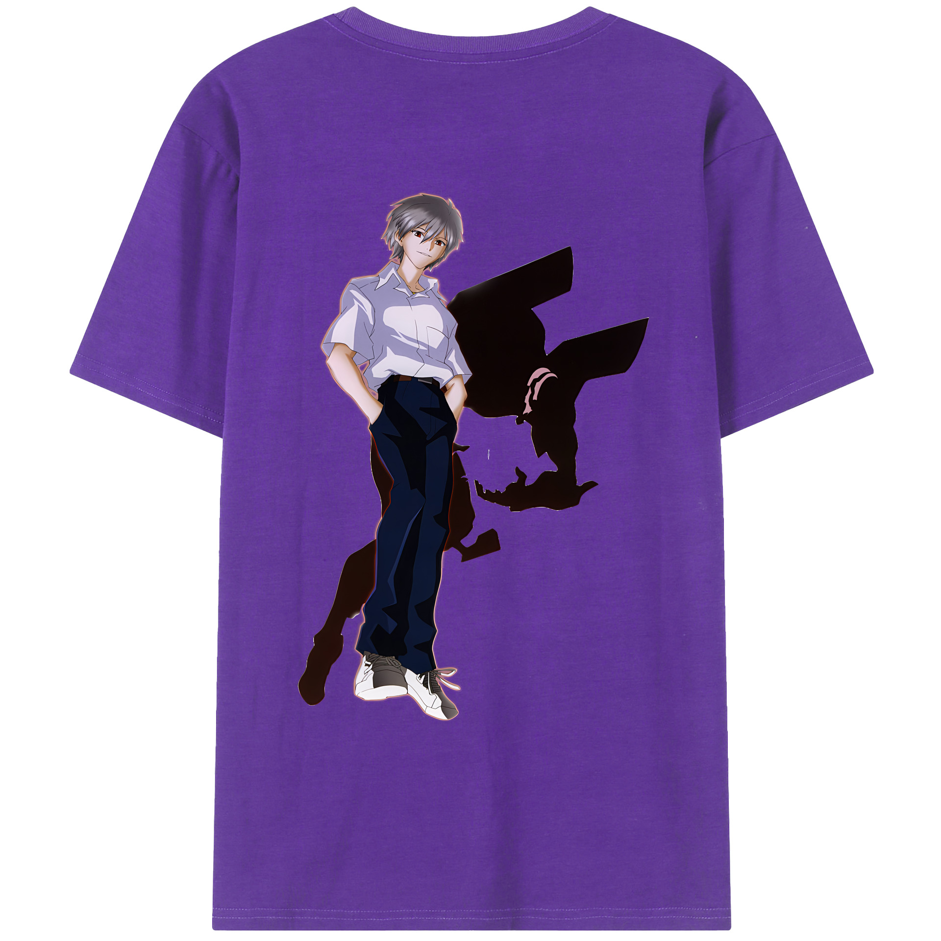 （画像用） EVA 新世紀エヴァンゲリオン 綿100％ メンズ半袖Tシャツ（バックプリント） 通気性