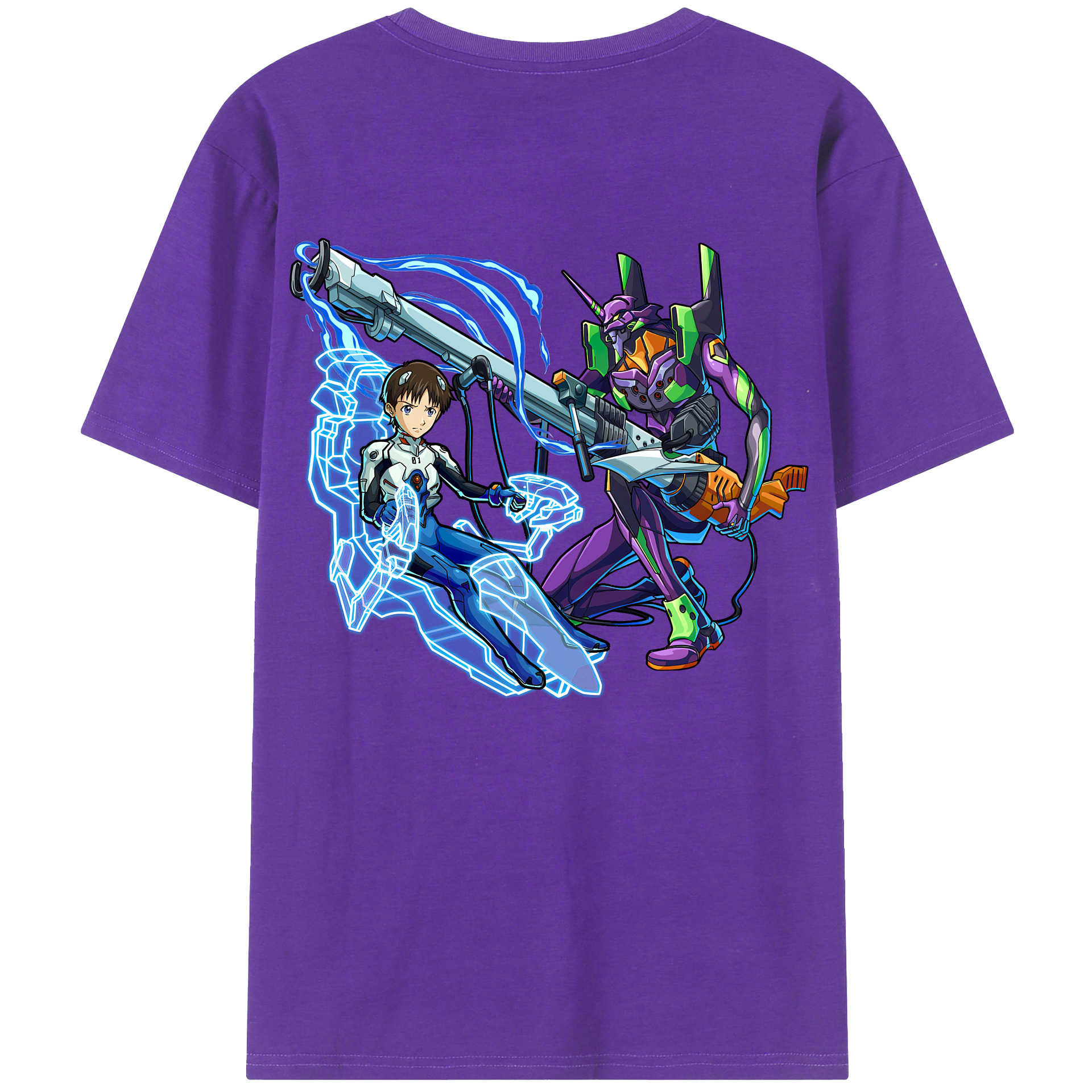 （画像用） EVA 新世紀エヴァンゲリオン 綿100％ メンズ半袖Tシャツ（バックプリント） 通気性