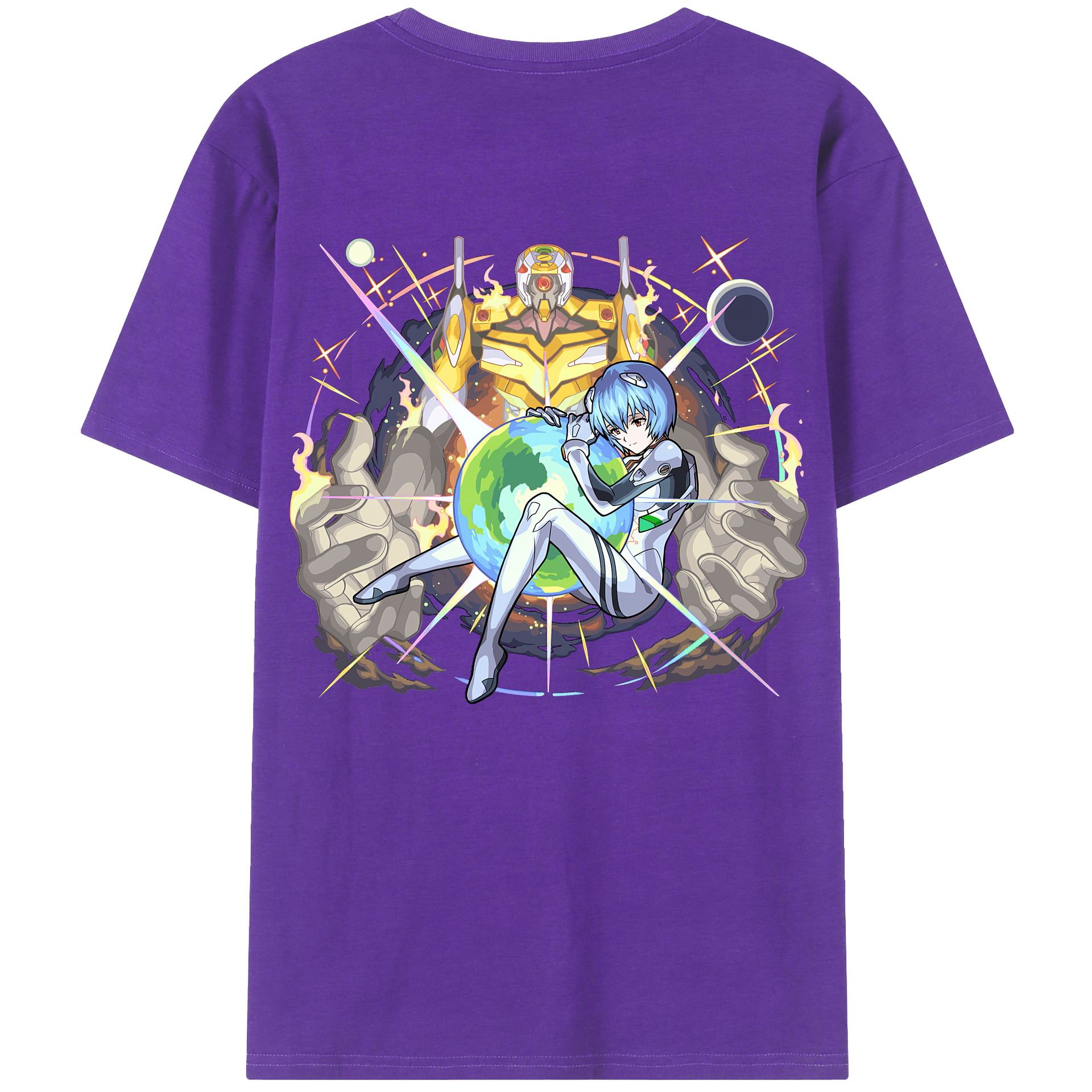 （画像用） EVA 新世紀エヴァンゲリオン 綿100％ メンズ半袖Tシャツ（バックプリント） 通気性
