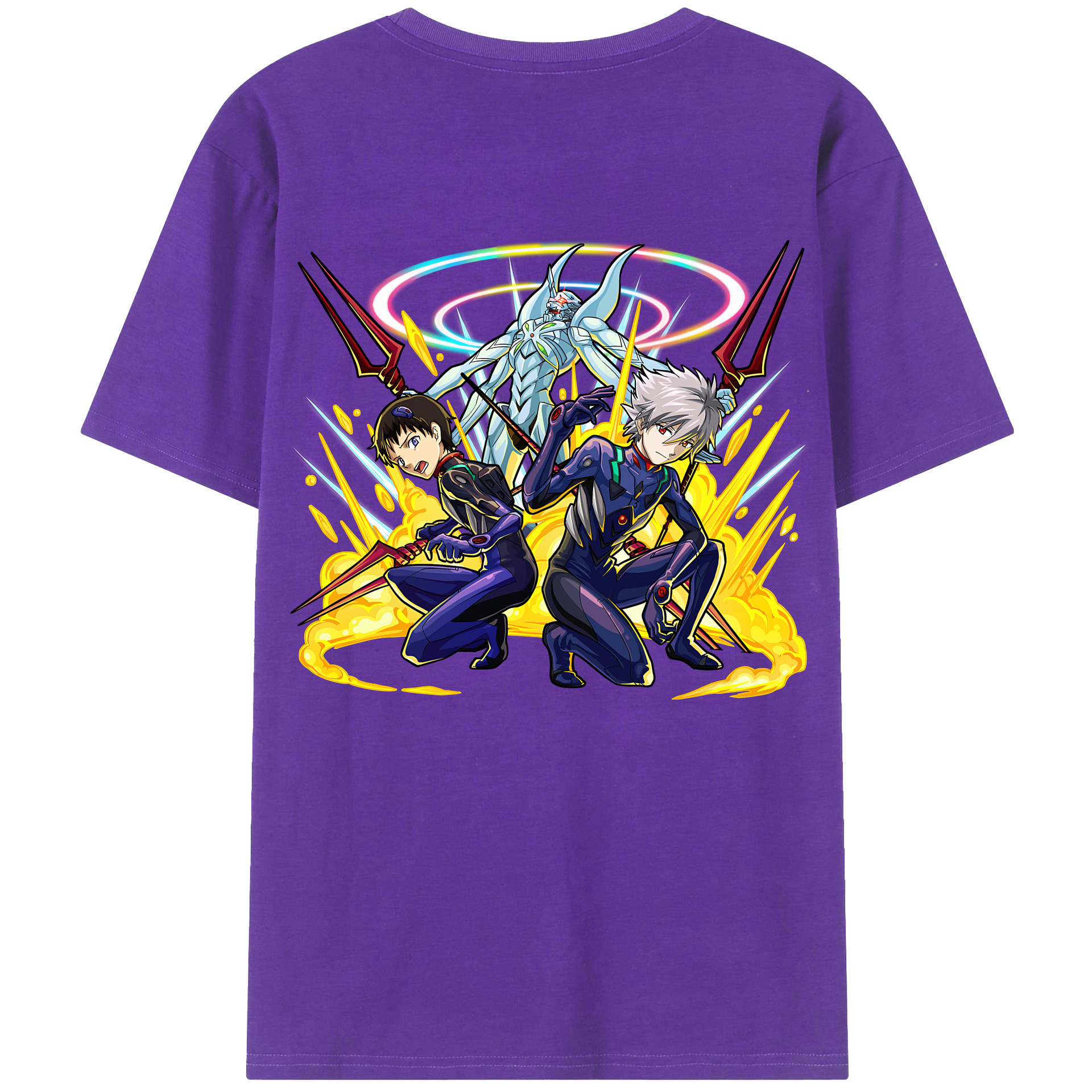 （画像用） EVA 新世紀エヴァンゲリオン 綿100％ メンズ半袖Tシャツ（バックプリント） 通気性