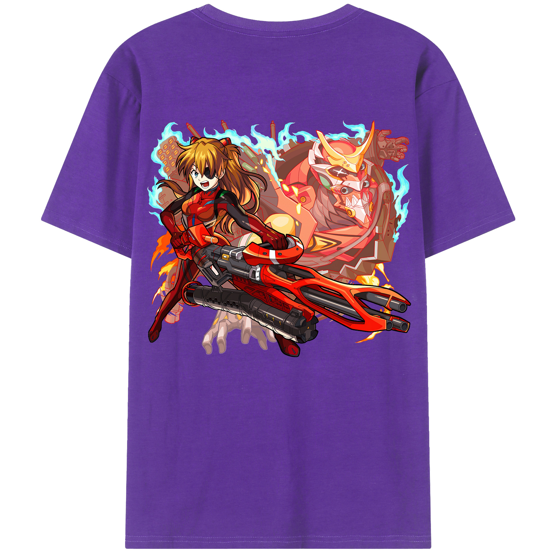 （画像用） EVA 新世紀エヴァンゲリオン 綿100％ メンズ半袖Tシャツ（バックプリント） 通気性