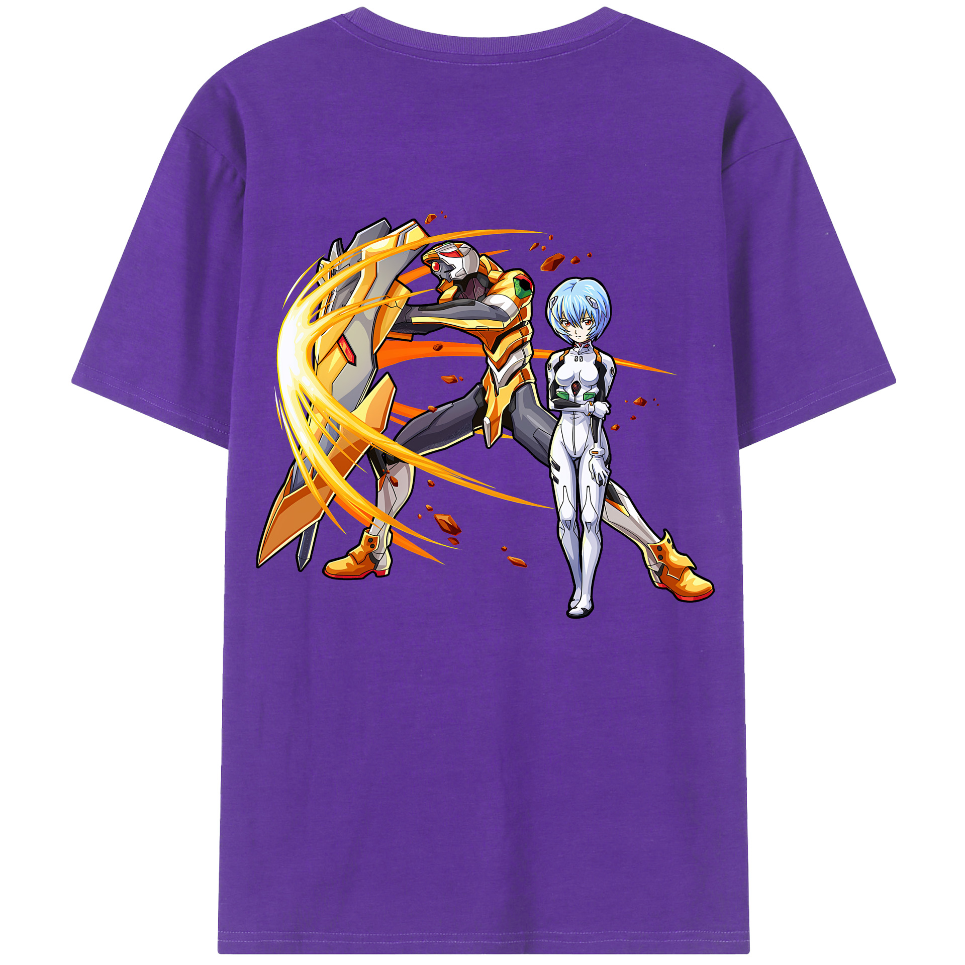 （画像用） EVA 新世紀エヴァンゲリオン 綿100％ メンズ半袖Tシャツ（バックプリント） 通気性