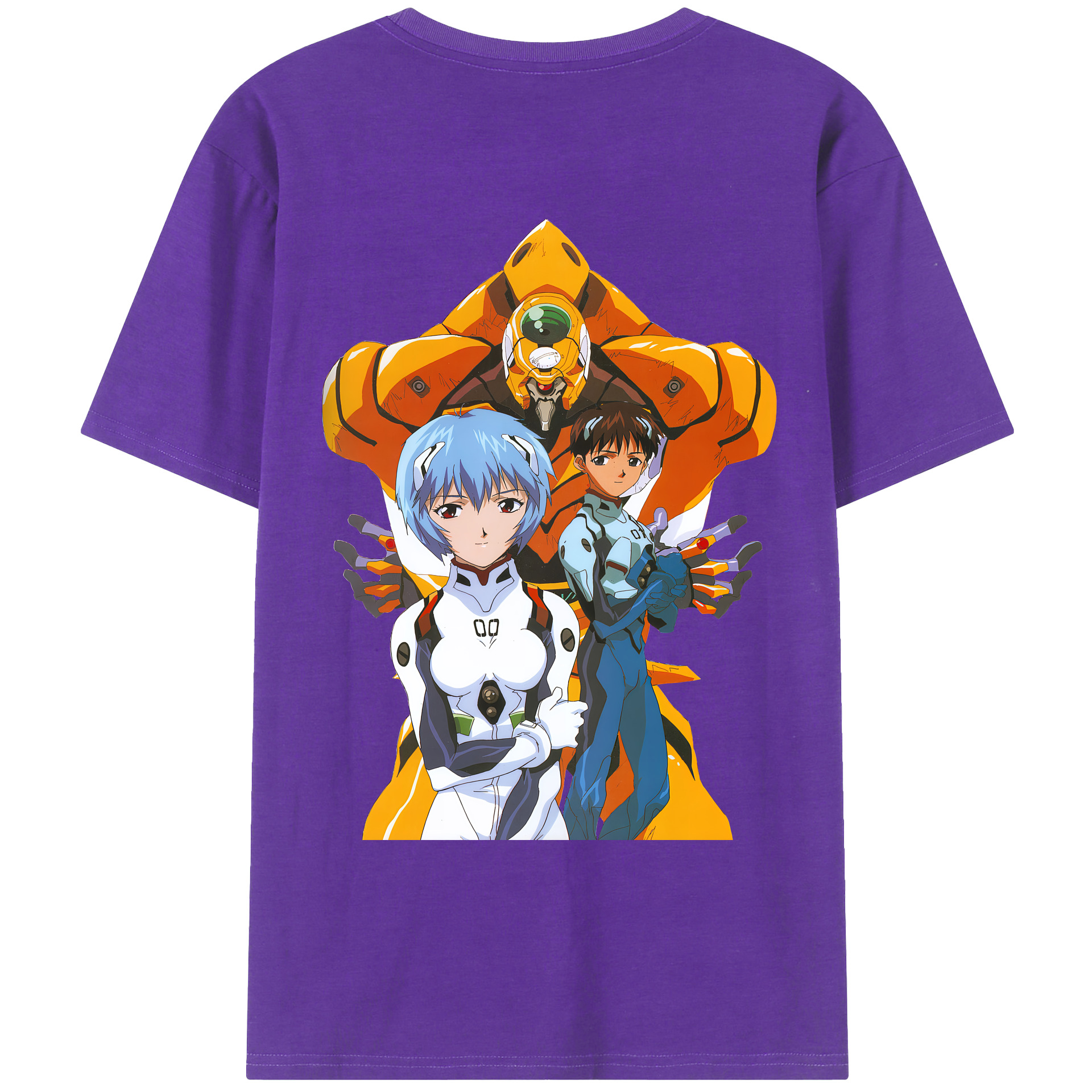 （画像用） EVA 新世紀エヴァンゲリオン 綿100％ メンズ半袖Tシャツ（バックプリント） 通気性