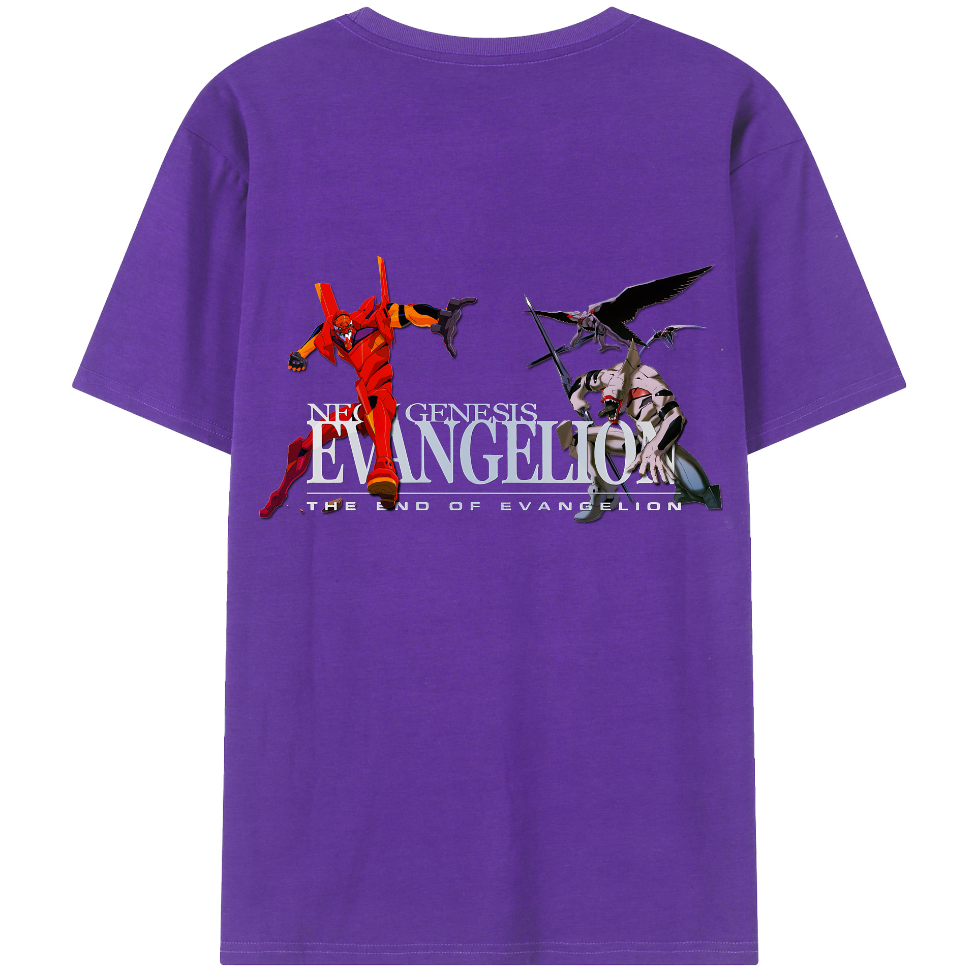 （画像用） EVA 新世紀エヴァンゲリオン 綿100％ メンズ半袖Tシャツ（バックプリント） 通気性