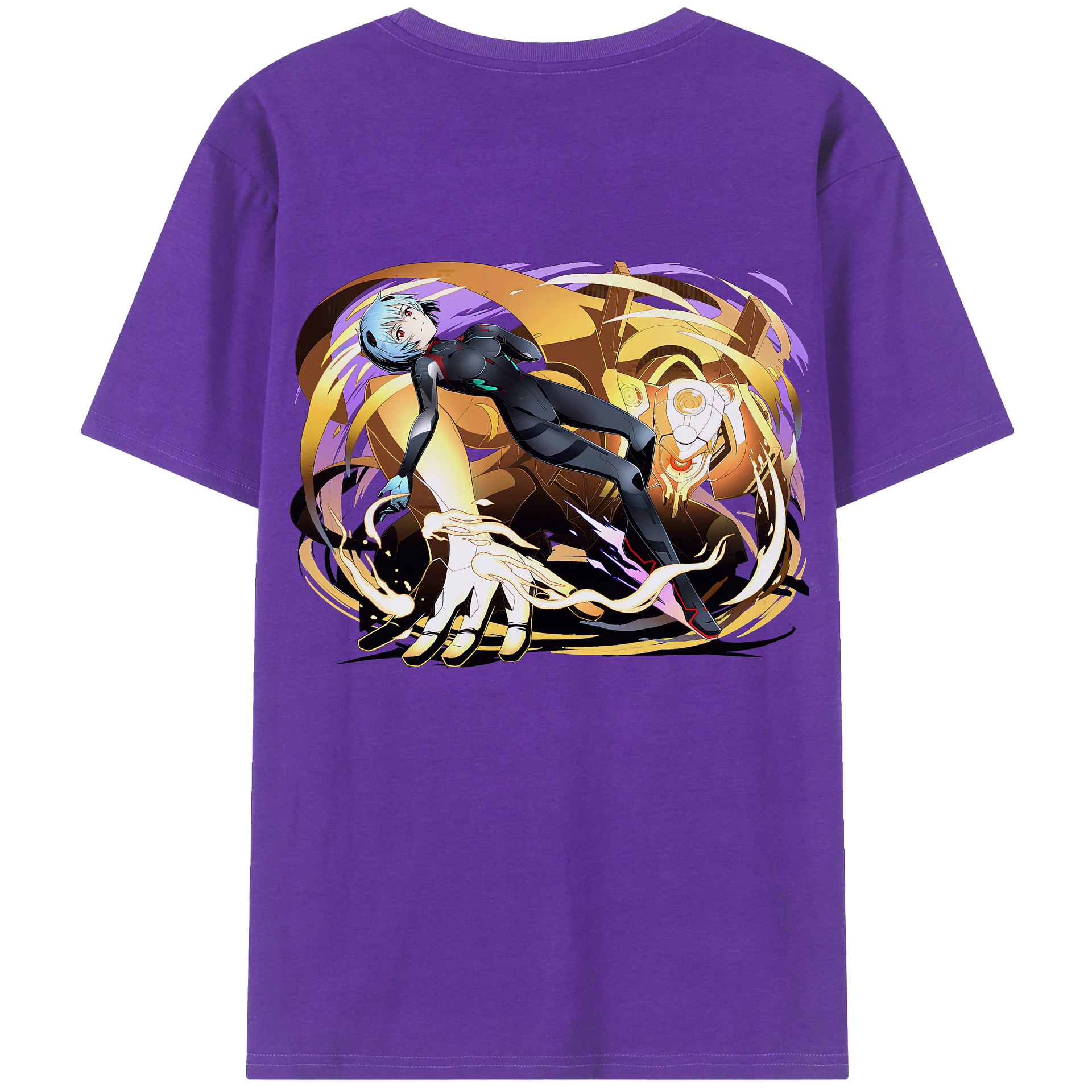 （画像用） EVA 新世紀エヴァンゲリオン 綿100％ メンズ半袖Tシャツ（バックプリント） 通気性