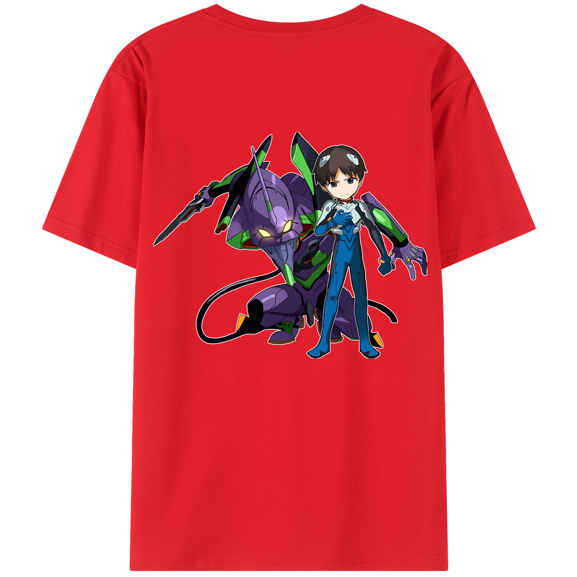 （画像用） EVA 新世紀エヴァンゲリオン 綿100％ メンズ半袖Tシャツ（バックプリント） 通気性