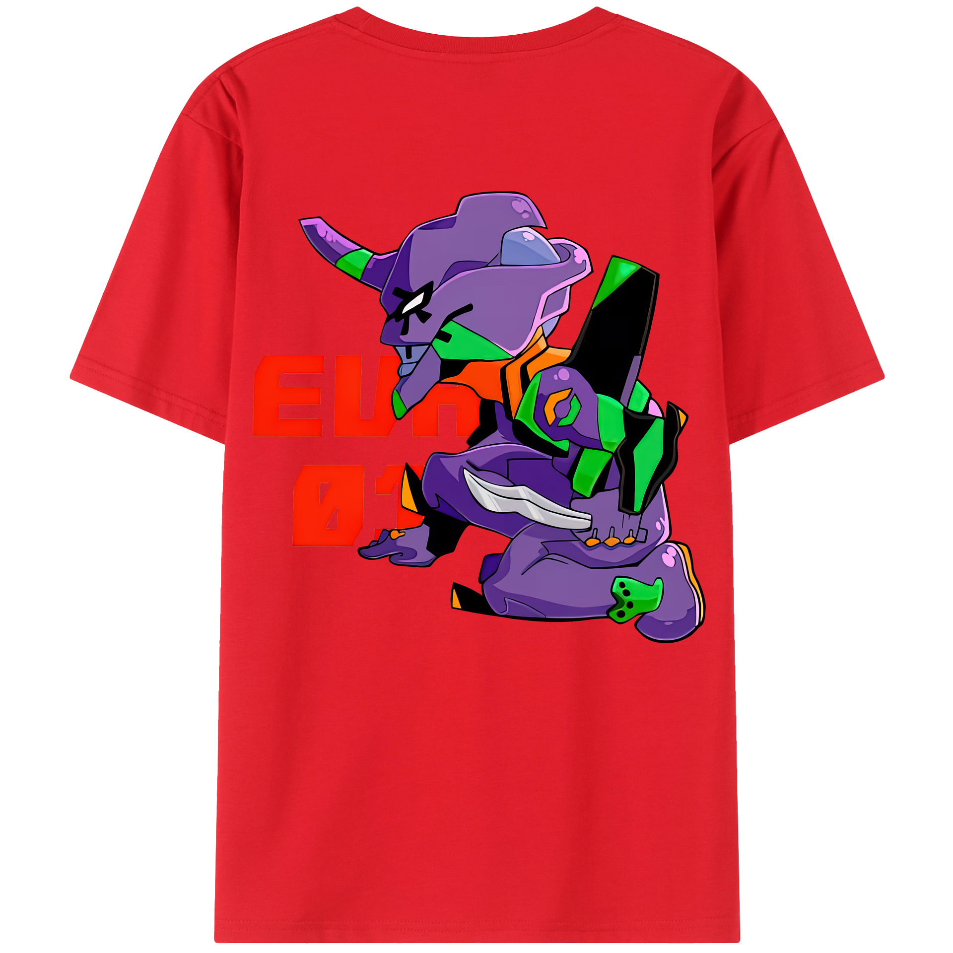 （画像用） EVA 新世紀エヴァンゲリオン 綿100％ メンズ半袖Tシャツ（バックプリント） 通気性