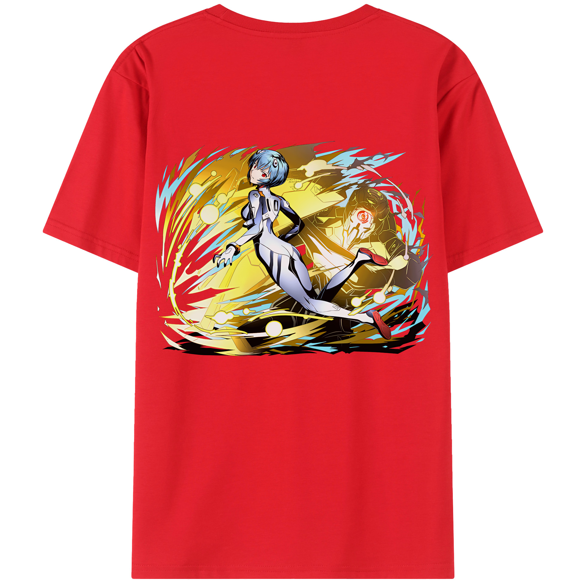 （画像用） EVA 新世紀エヴァンゲリオン 綿100％ メンズ半袖Tシャツ（バックプリント） 通気性
