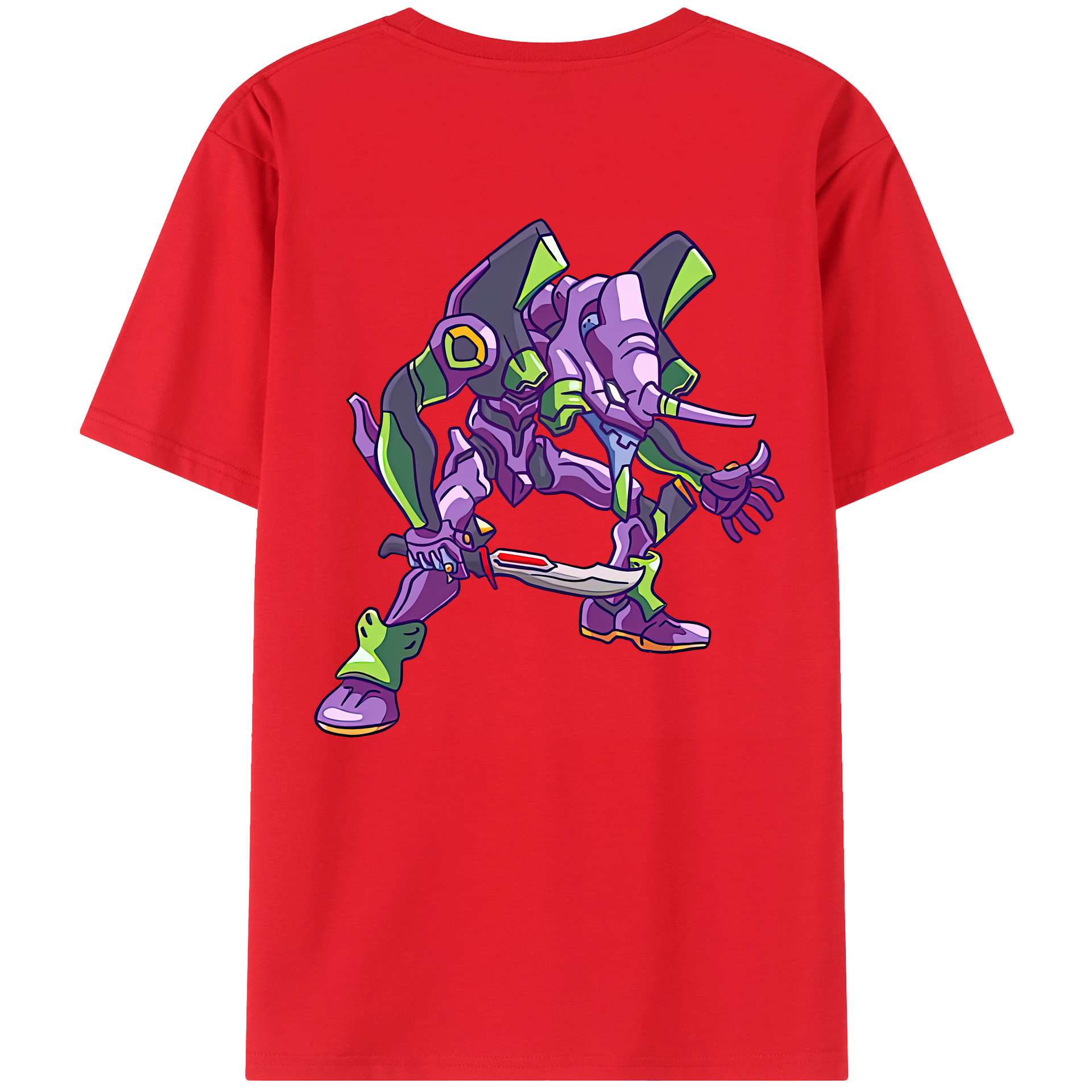 （画像用） EVA 新世紀エヴァンゲリオン 綿100％ メンズ半袖Tシャツ（バックプリント） 通気性