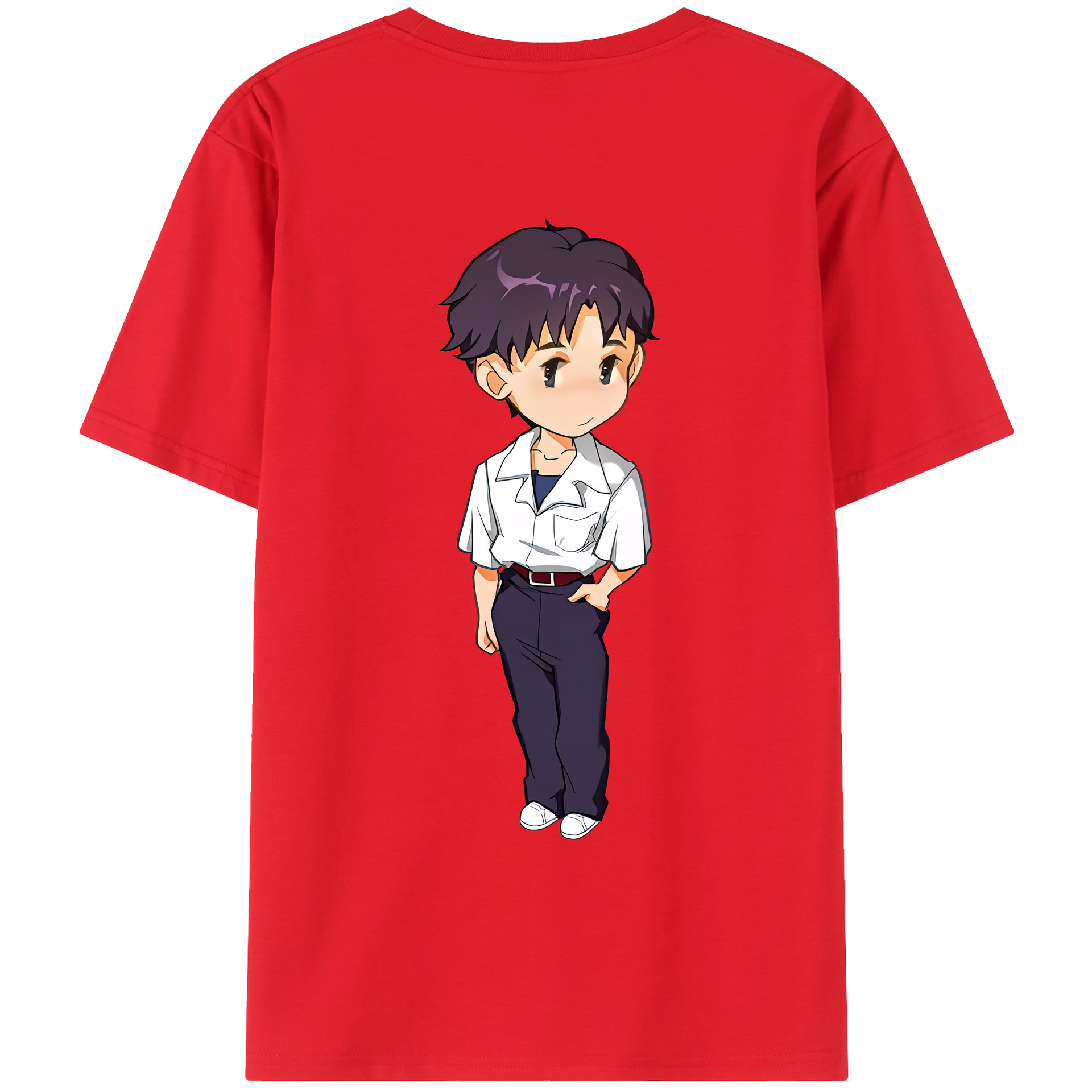 （画像用） EVA 新世紀エヴァンゲリオン 綿100％ メンズ半袖Tシャツ（バックプリント） 通気性