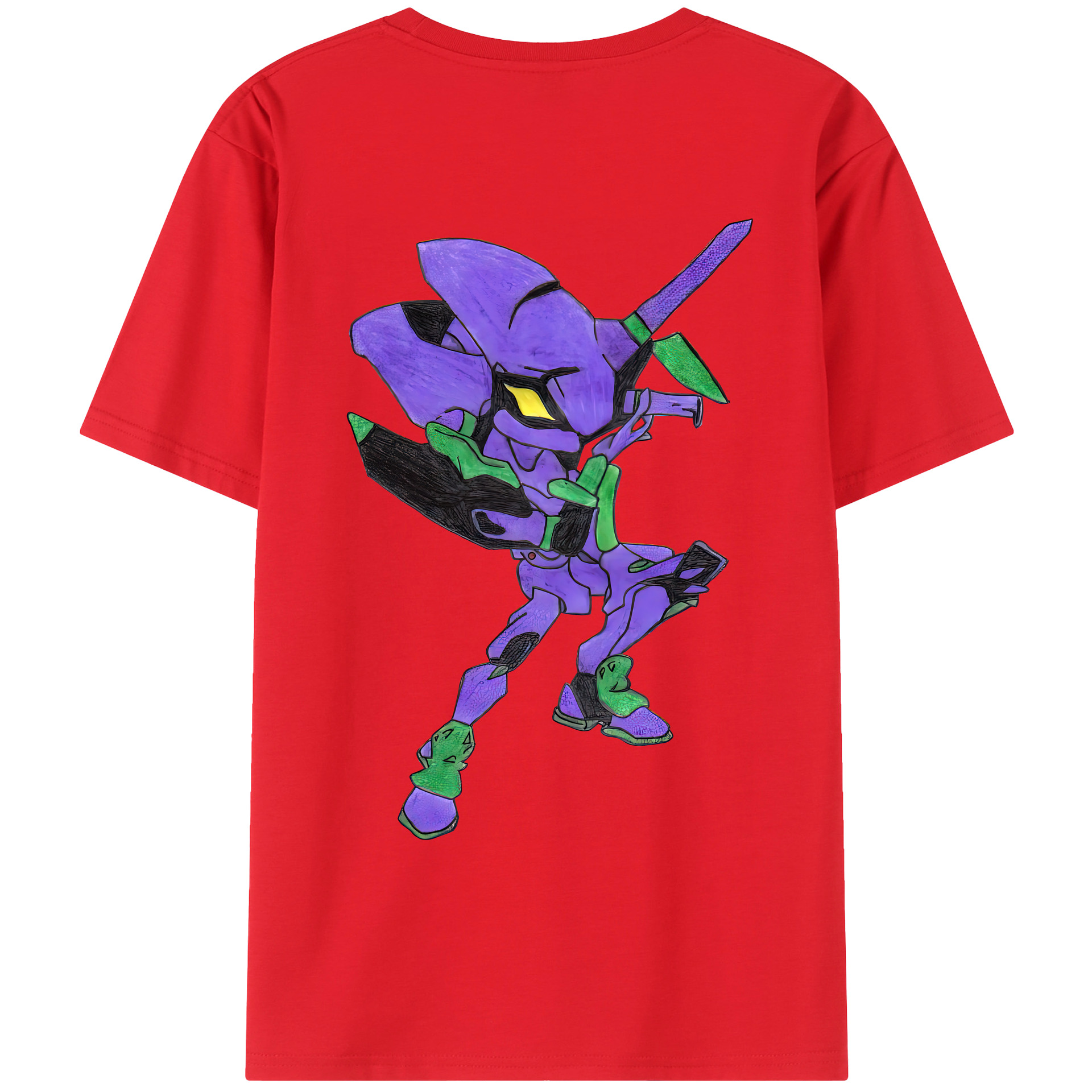 （画像用） EVA 新世紀エヴァンゲリオン 綿100％ メンズ半袖Tシャツ（バックプリント） 通気性