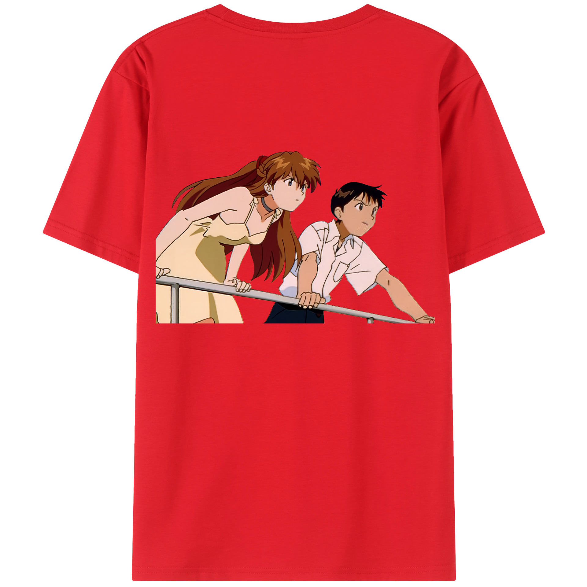 （画像用） EVA 新世紀エヴァンゲリオン 綿100％ メンズ半袖Tシャツ（バックプリント） 通気性