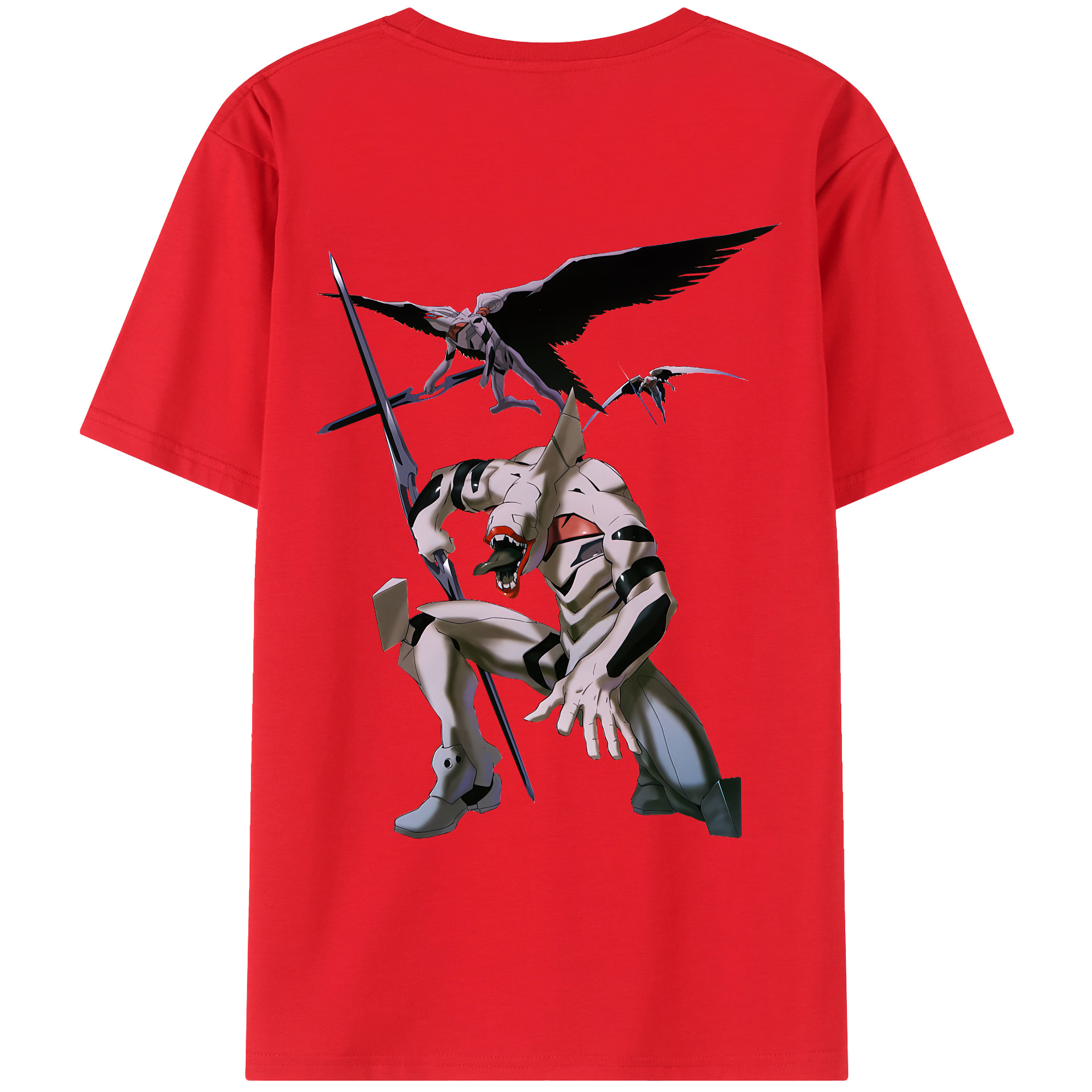 （画像用） EVA 新世紀エヴァンゲリオン 綿100％ メンズ半袖Tシャツ（バックプリント） 通気性