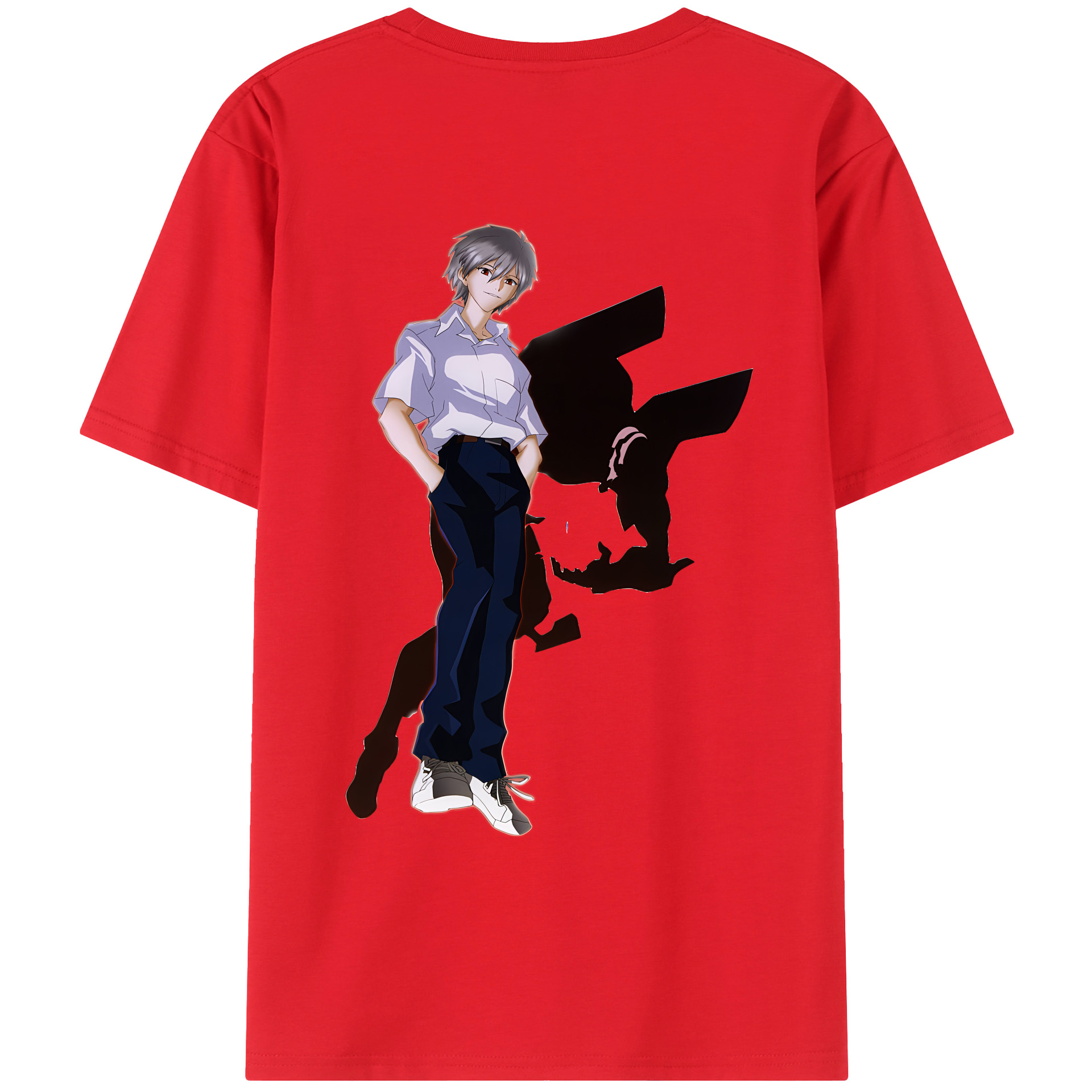 （画像用） EVA 新世紀エヴァンゲリオン 綿100％ メンズ半袖Tシャツ（バックプリント） 通気性