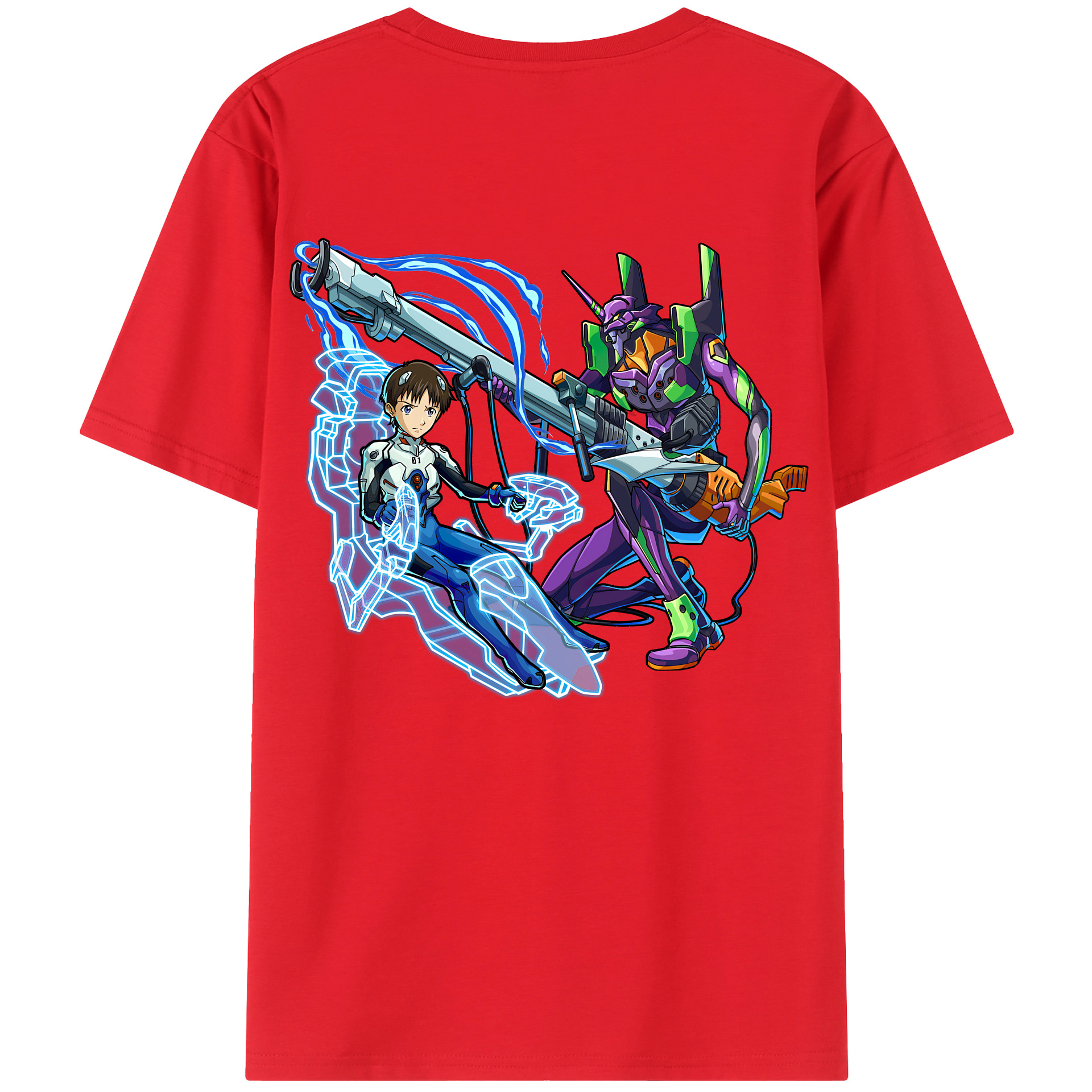 （画像用） EVA 新世紀エヴァンゲリオン 綿100％ メンズ半袖Tシャツ（バックプリント） 通気性