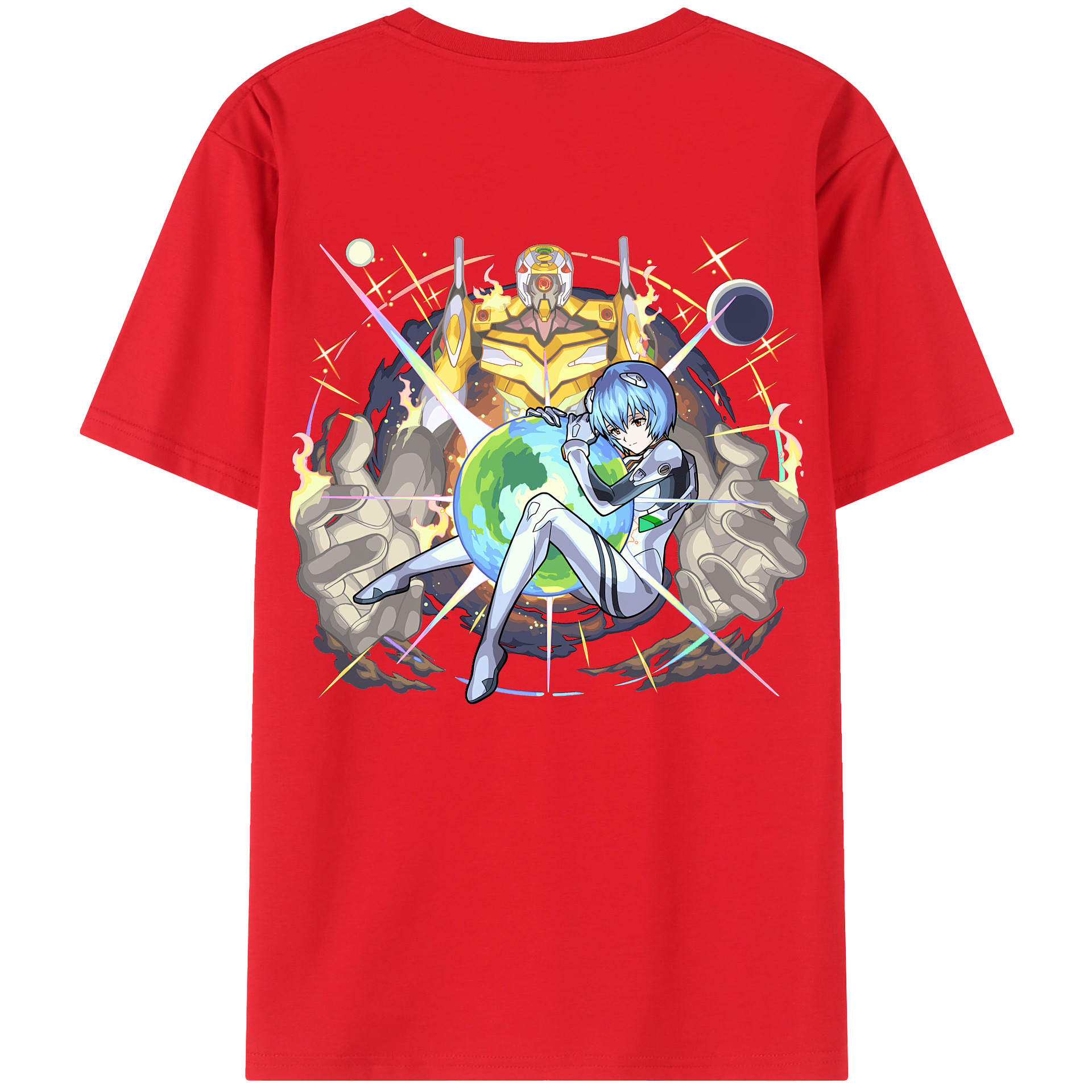 （画像用） EVA 新世紀エヴァンゲリオン 綿100％ メンズ半袖Tシャツ（バックプリント） 通気性