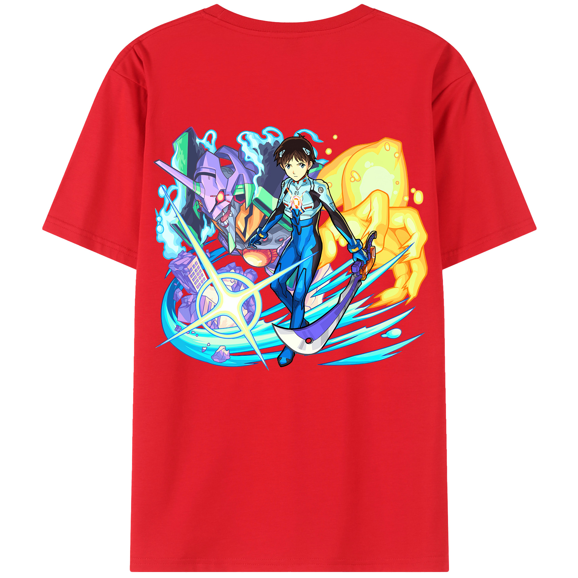（画像用） EVA 新世紀エヴァンゲリオン 綿100％ メンズ半袖Tシャツ（バックプリント） 通気性
