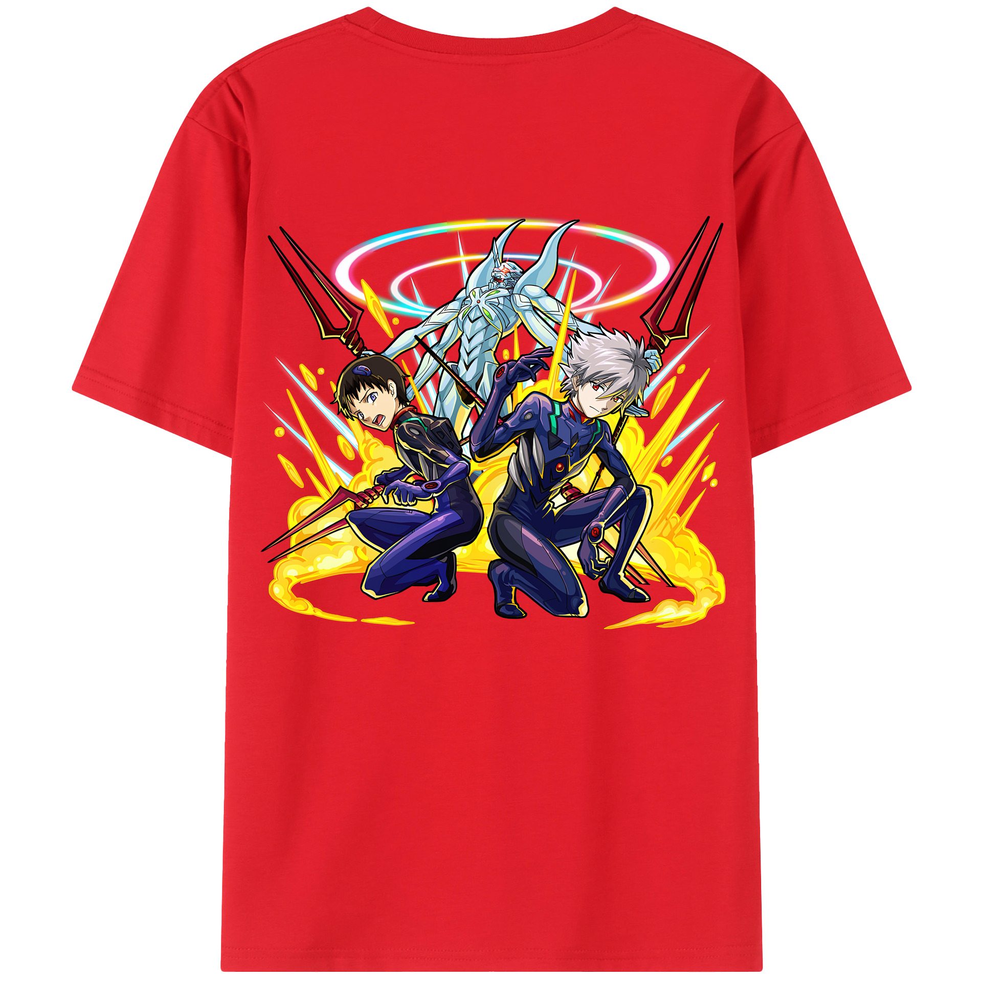 （画像用） EVA 新世紀エヴァンゲリオン 綿100％ メンズ半袖Tシャツ（バックプリント） 通気性