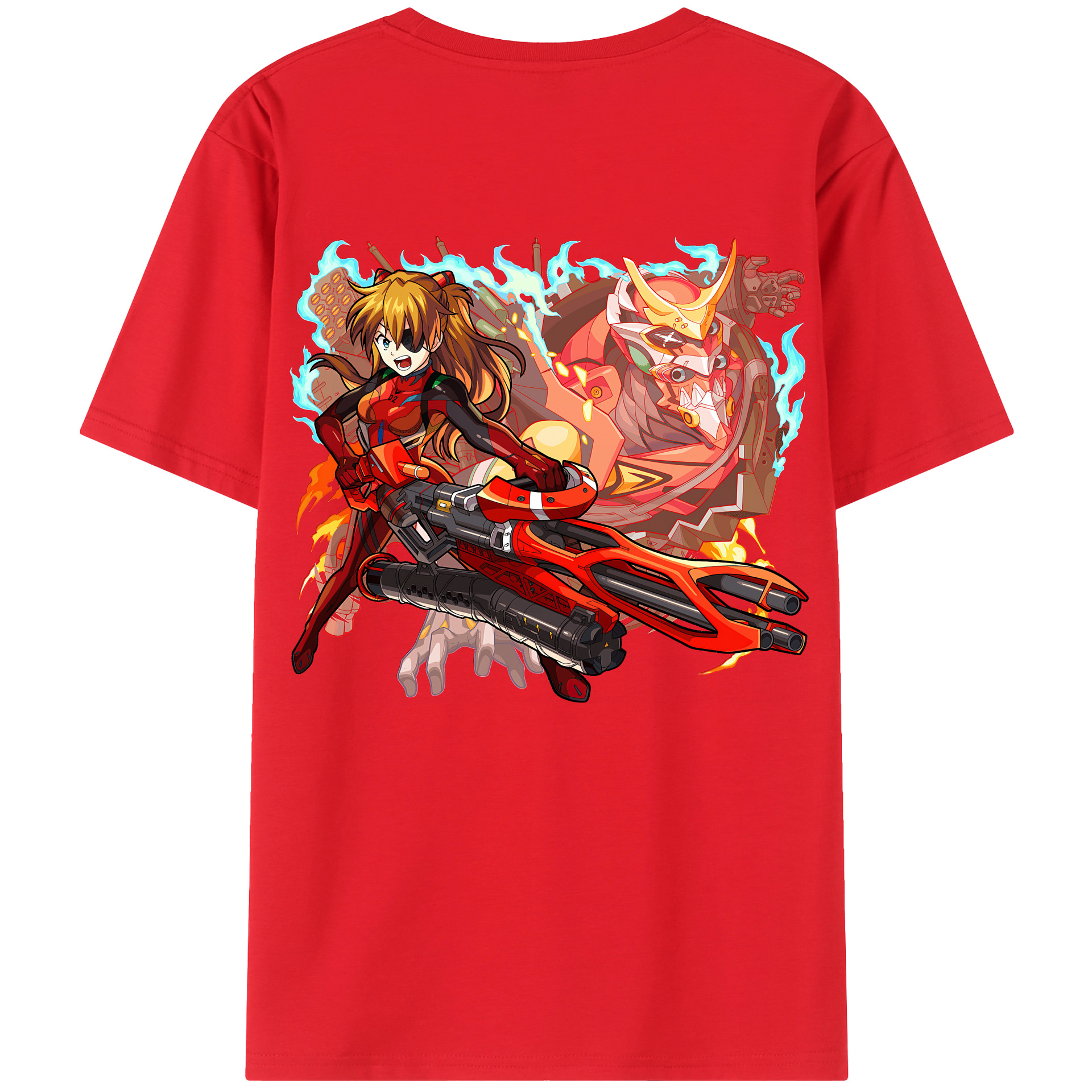 （画像用） EVA 新世紀エヴァンゲリオン 綿100％ メンズ半袖Tシャツ（バックプリント） 通気性