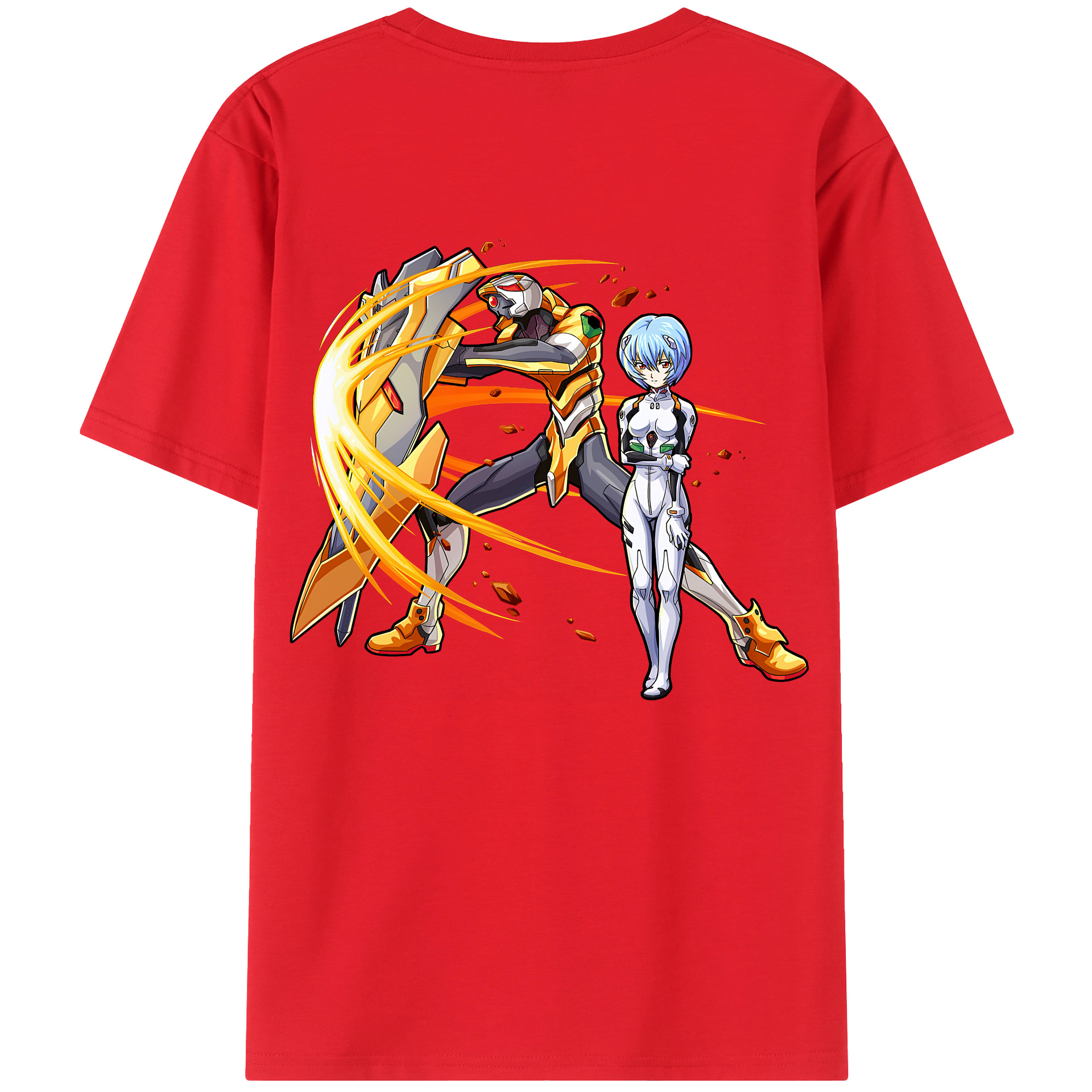 （画像用） EVA 新世紀エヴァンゲリオン 綿100％ メンズ半袖Tシャツ（バックプリント） 通気性