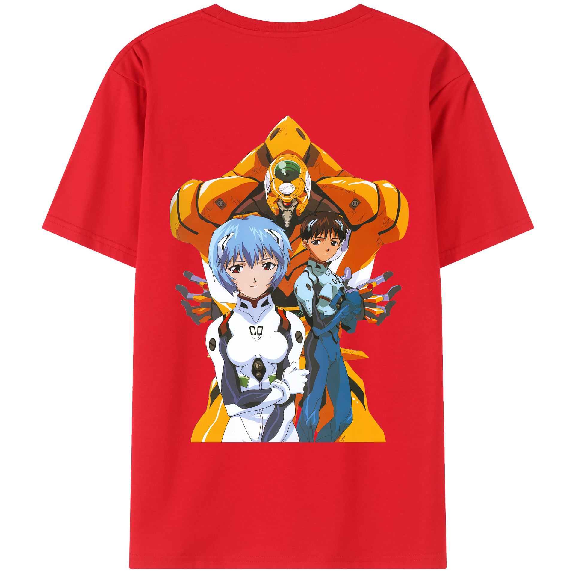 （画像用） EVA 新世紀エヴァンゲリオン 綿100％ メンズ半袖Tシャツ（バックプリント） 通気性