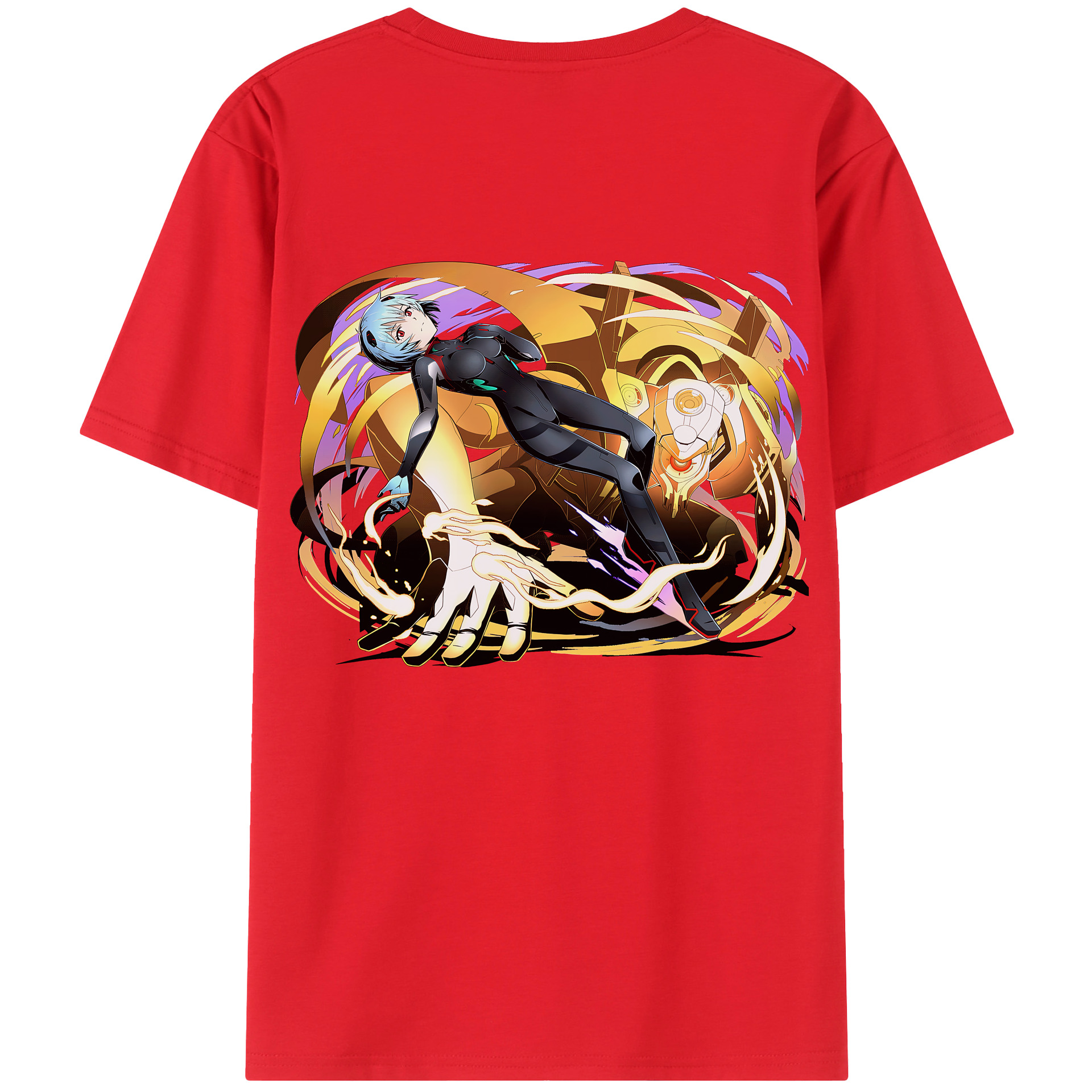 （画像用） EVA 新世紀エヴァンゲリオン 綿100％ メンズ半袖Tシャツ（バックプリント） 通気性