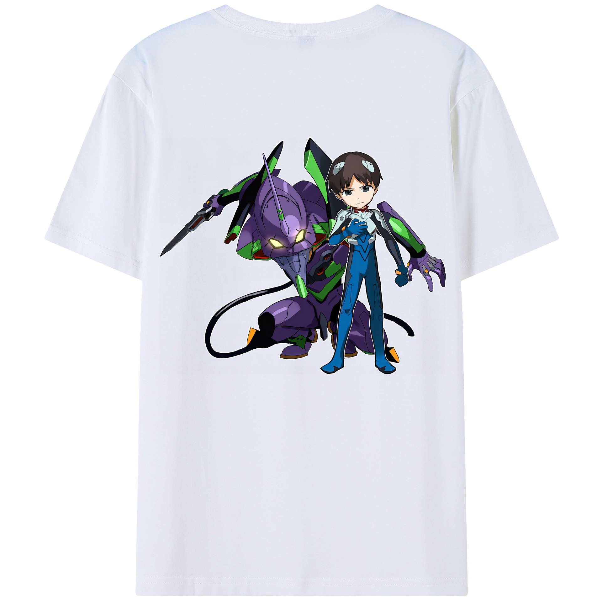 （画像用） EVA 新世紀エヴァンゲリオン 綿100％ メンズ半袖Tシャツ（バックプリント） 通気性