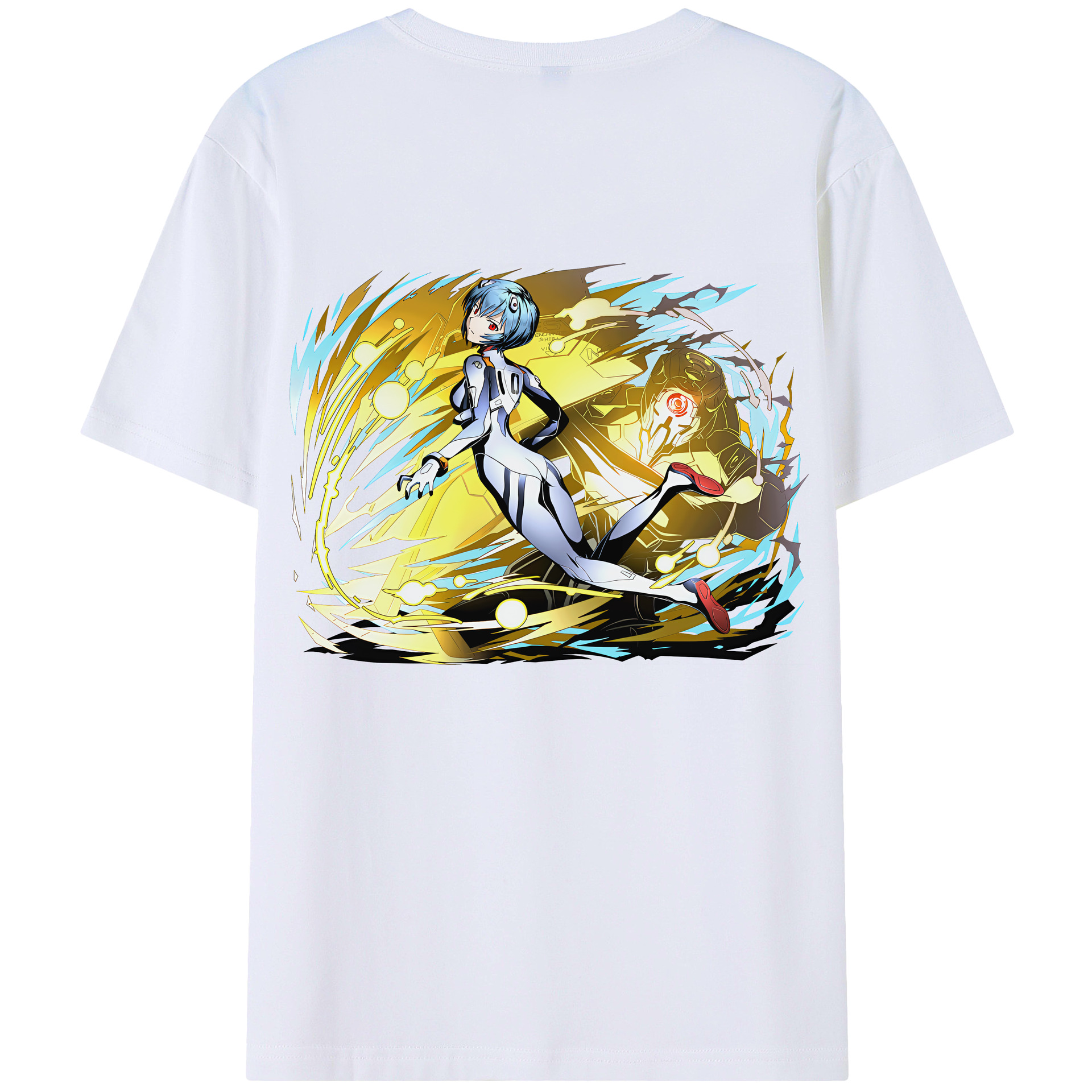 （画像用） EVA 新世紀エヴァンゲリオン 綿100％ メンズ半袖Tシャツ（バックプリント） 通気性