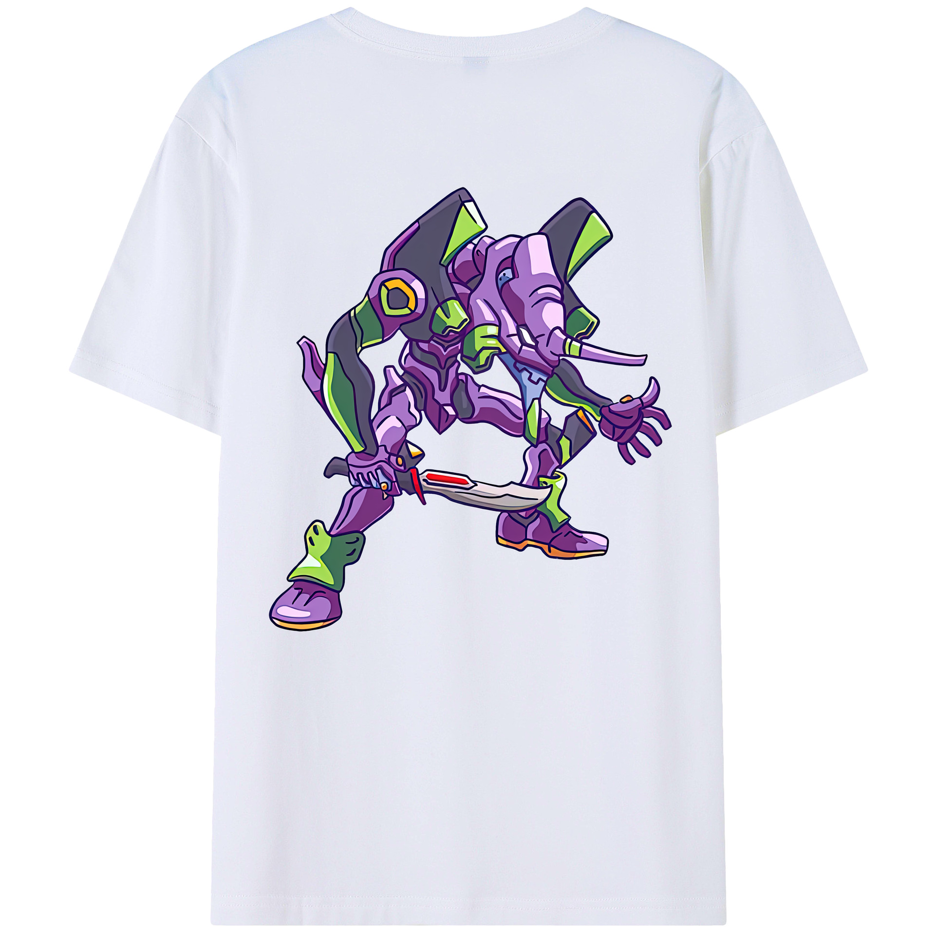 （画像用） EVA 新世紀エヴァンゲリオン 綿100％ メンズ半袖Tシャツ（バックプリント） 通気性
