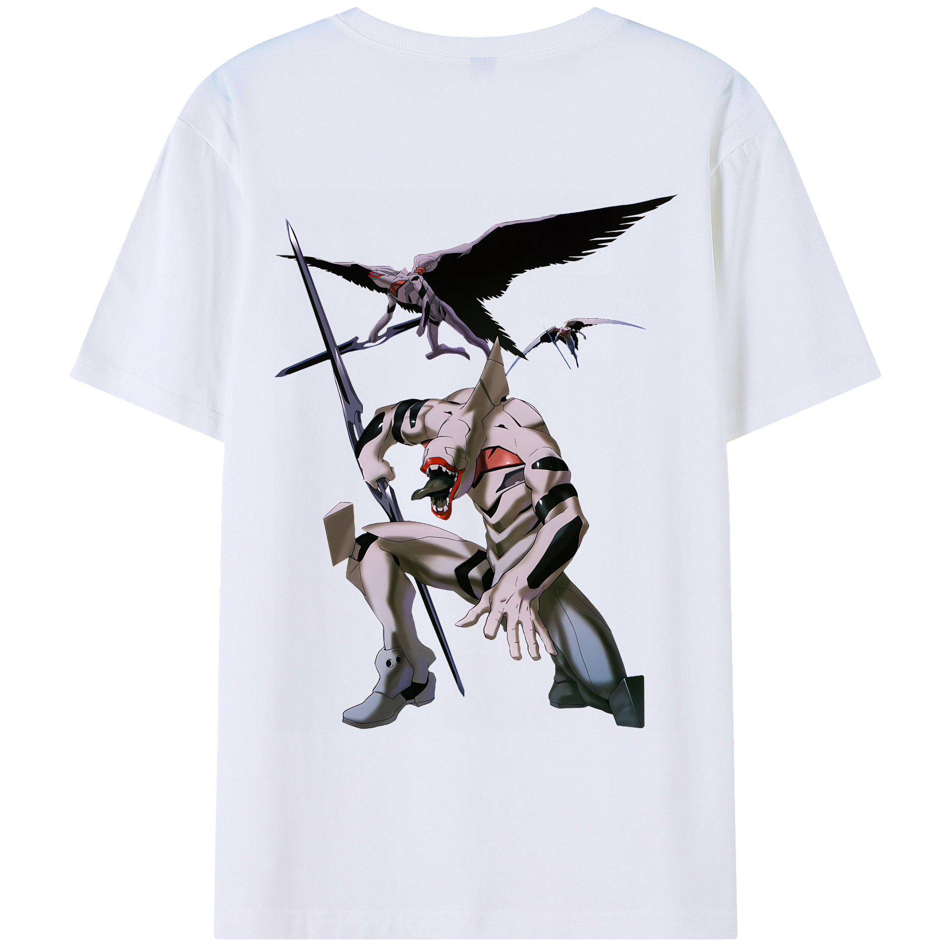 （画像用） EVA 新世紀エヴァンゲリオン 綿100％ メンズ半袖Tシャツ（バックプリント） 通気性