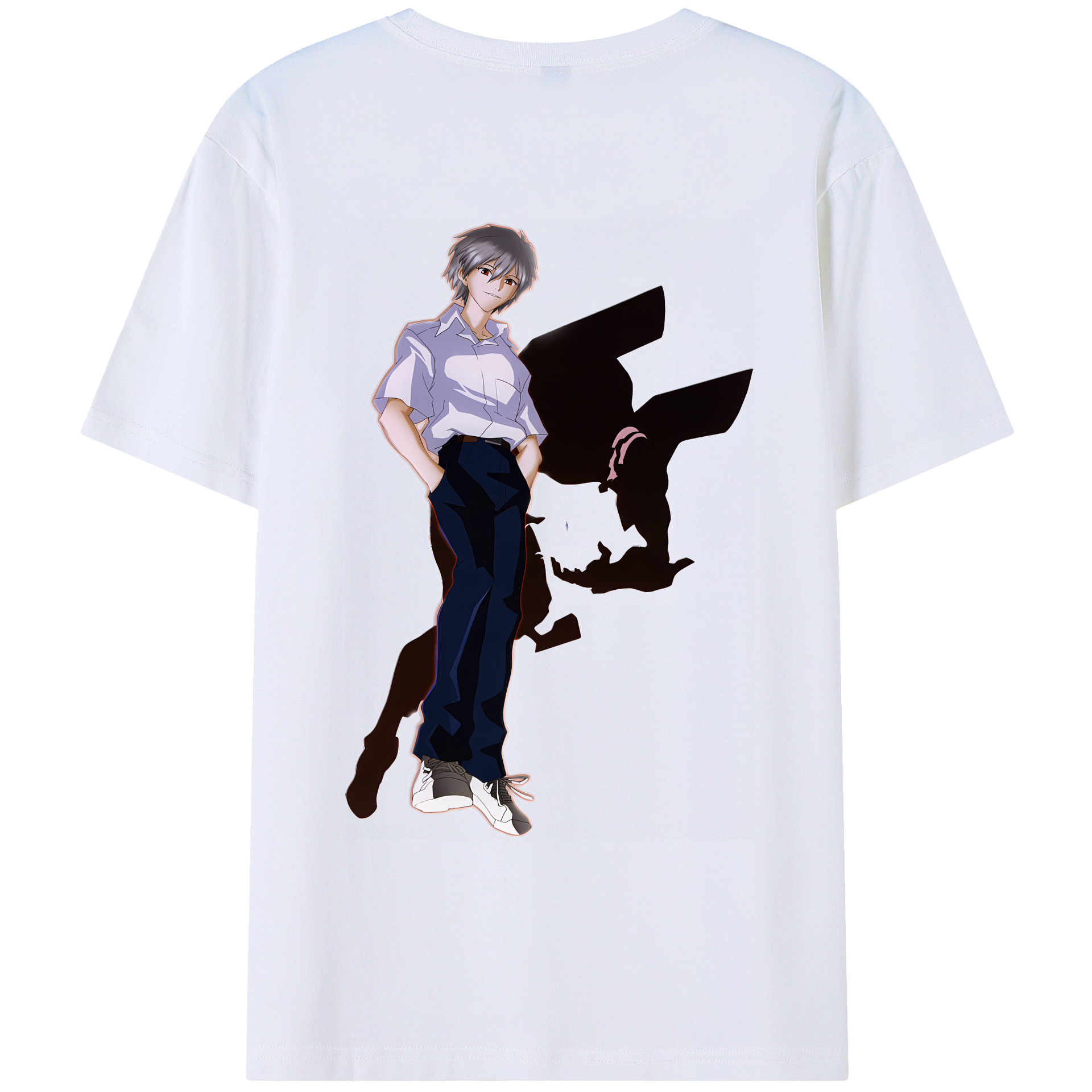 （画像用） EVA 新世紀エヴァンゲリオン 綿100％ メンズ半袖Tシャツ（バックプリント） 通気性