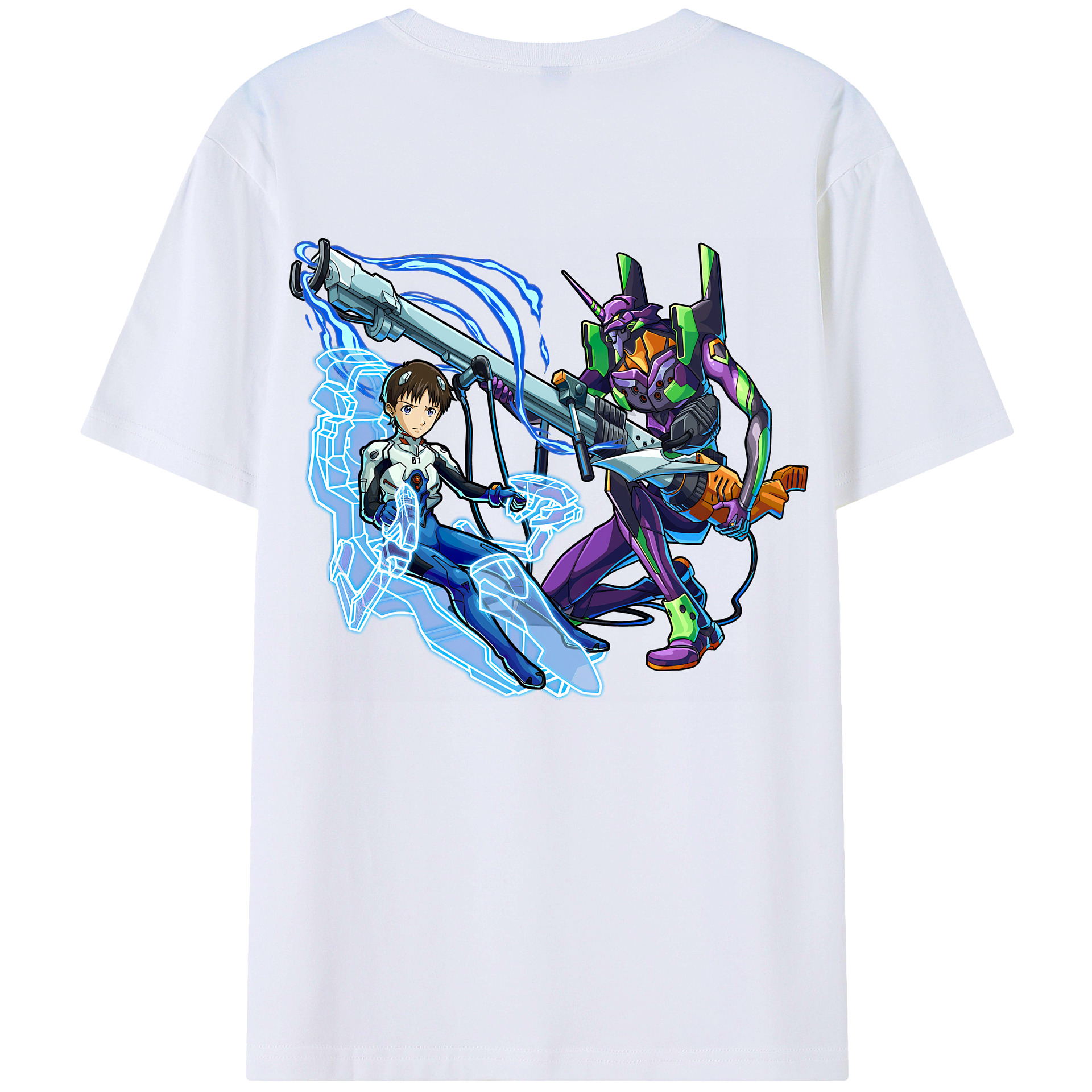 （画像用） EVA 新世紀エヴァンゲリオン 綿100％ メンズ半袖Tシャツ（バックプリント） 通気性
