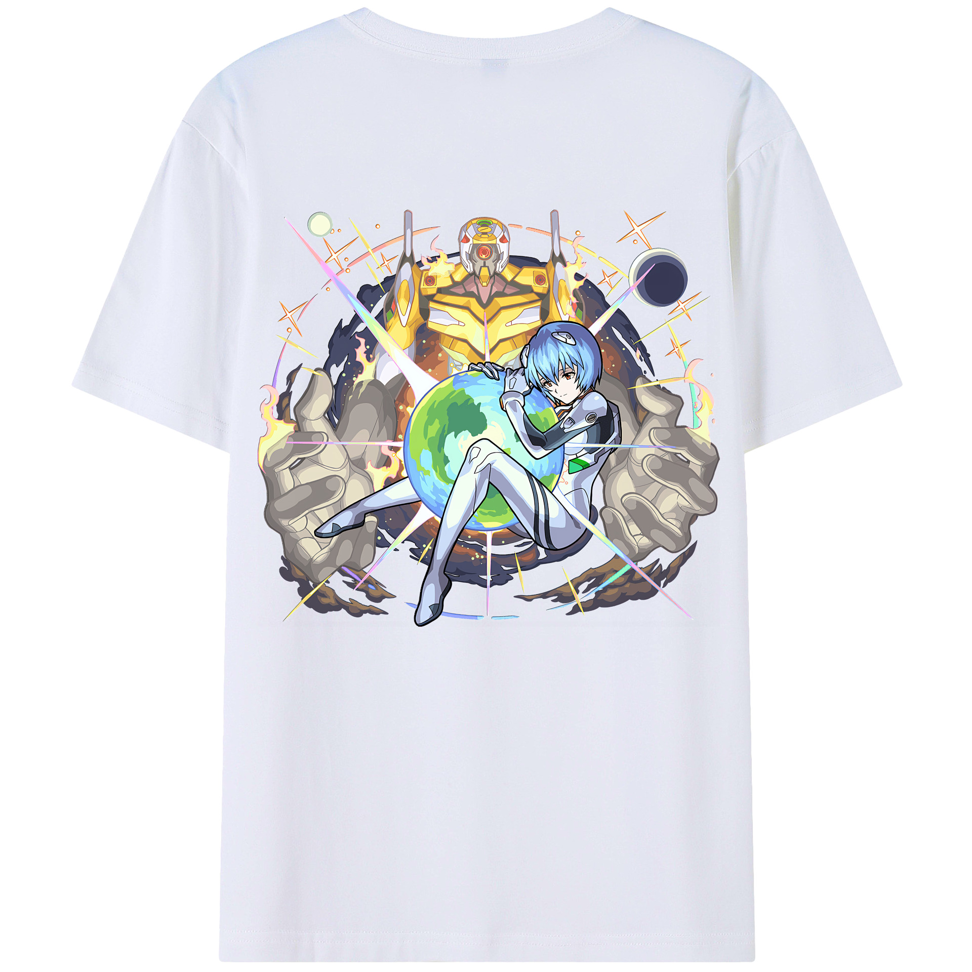 （画像用） EVA 新世紀エヴァンゲリオン 綿100％ メンズ半袖Tシャツ（バックプリント） 通気性