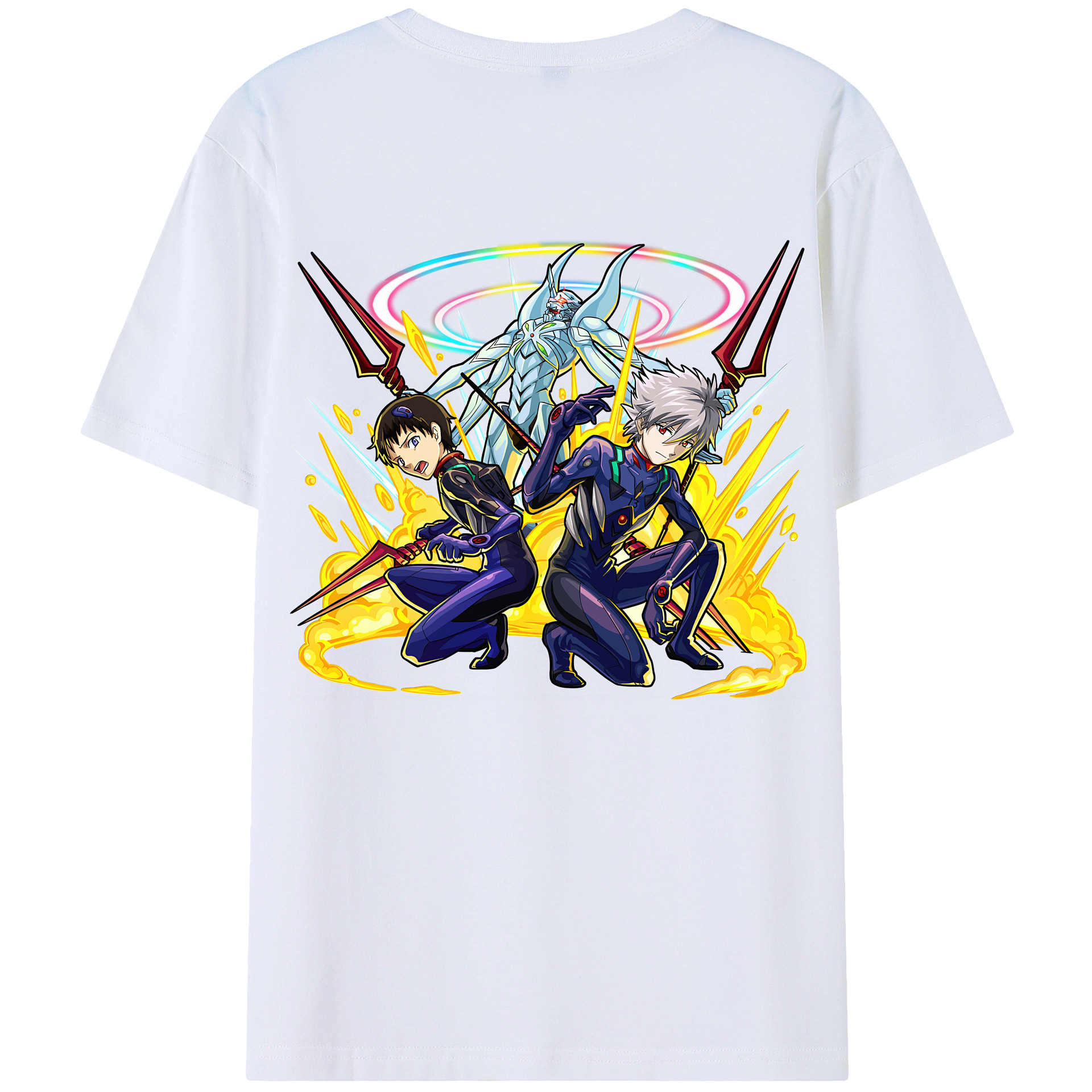 （画像用） EVA 新世紀エヴァンゲリオン 綿100％ メンズ半袖Tシャツ（バックプリント） 通気性