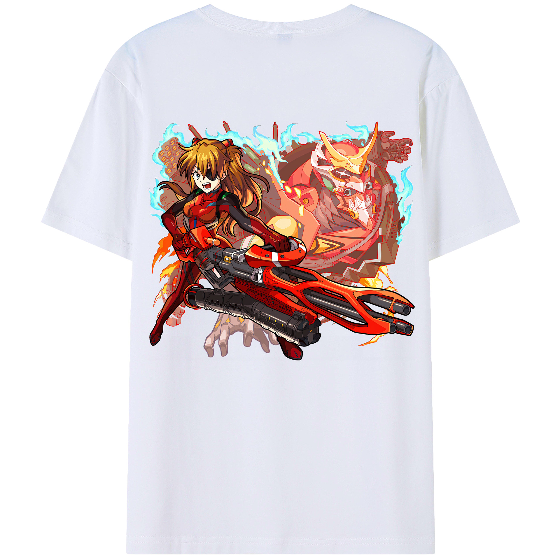 （画像用） EVA 新世紀エヴァンゲリオン 綿100％ メンズ半袖Tシャツ（バックプリント） 通気性