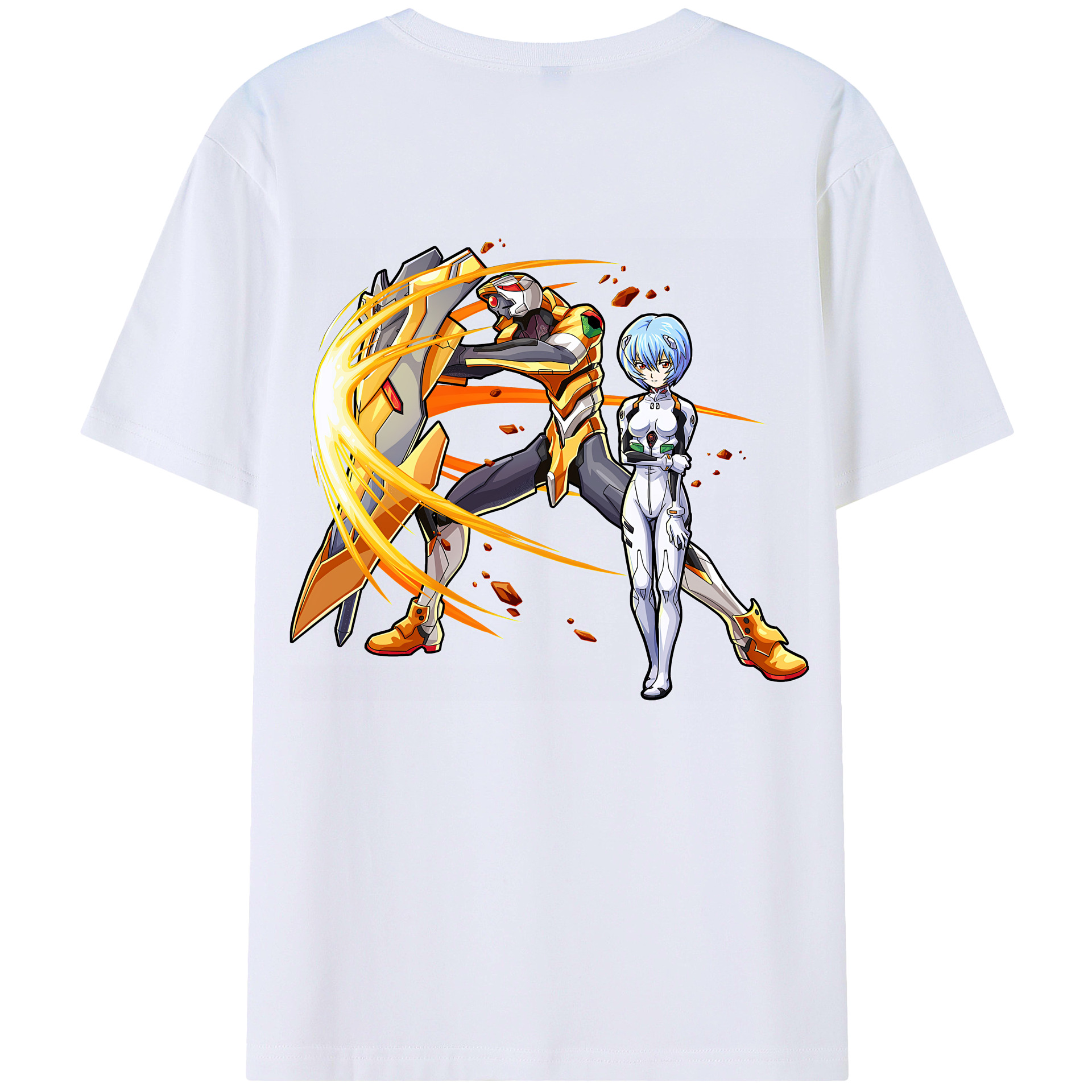 （画像用） EVA 新世紀エヴァンゲリオン 綿100％ メンズ半袖Tシャツ（バックプリント） 通気性