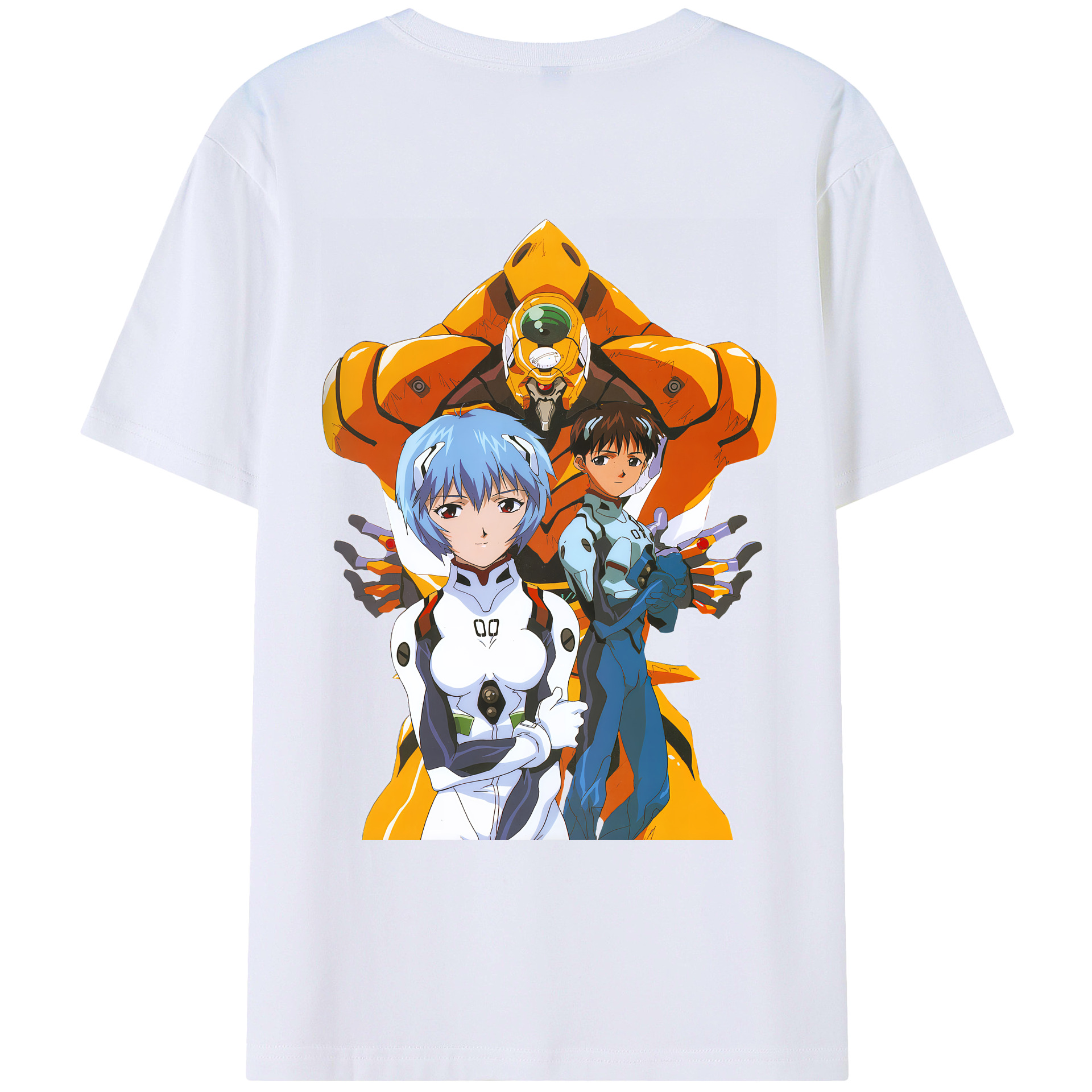 （画像用） EVA 新世紀エヴァンゲリオン 綿100％ メンズ半袖Tシャツ（バックプリント） 通気性