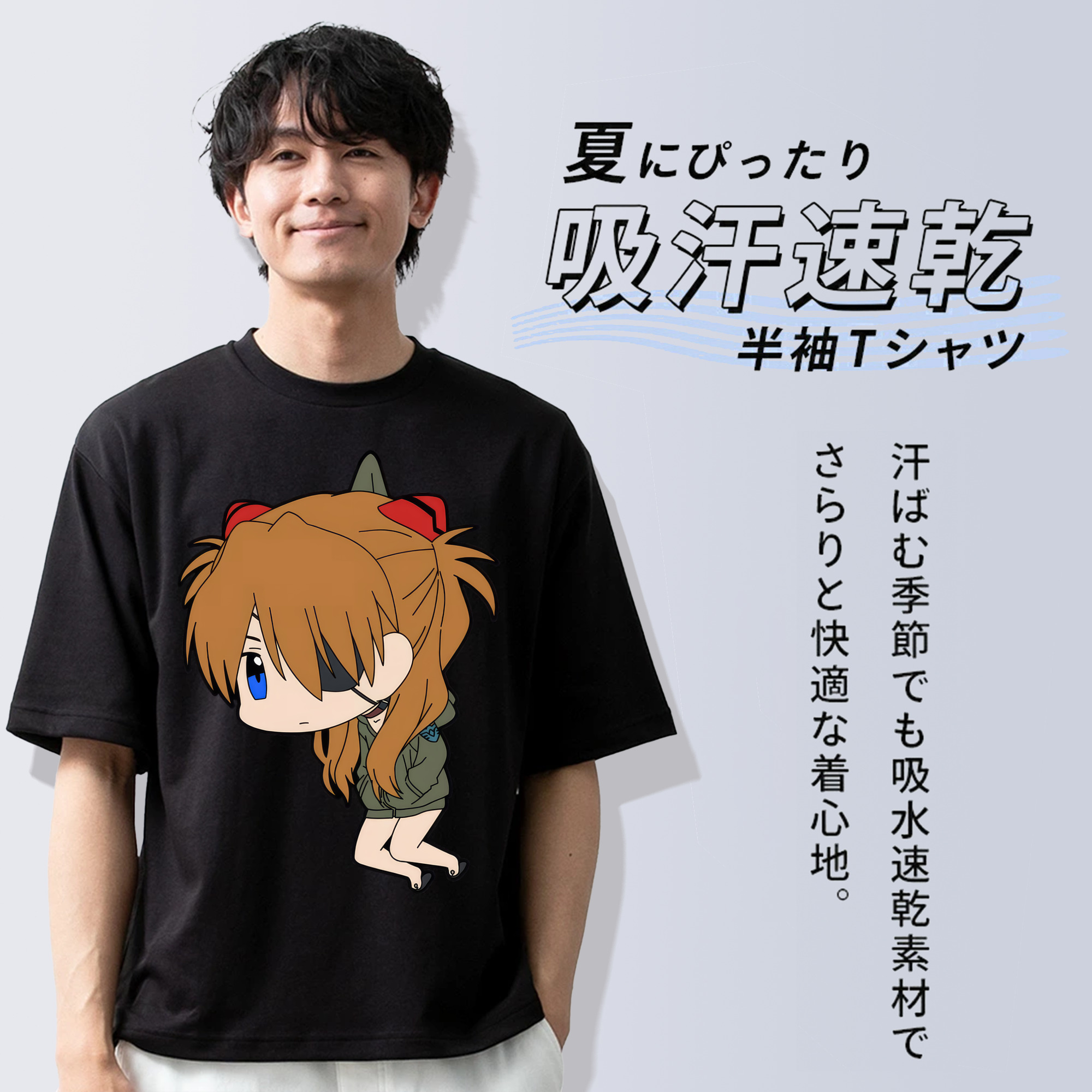 EVA 新世紀エヴァンゲリオン 綿100％ メンズ半袖Tシャツ｜肌触りやわらか＆通気性