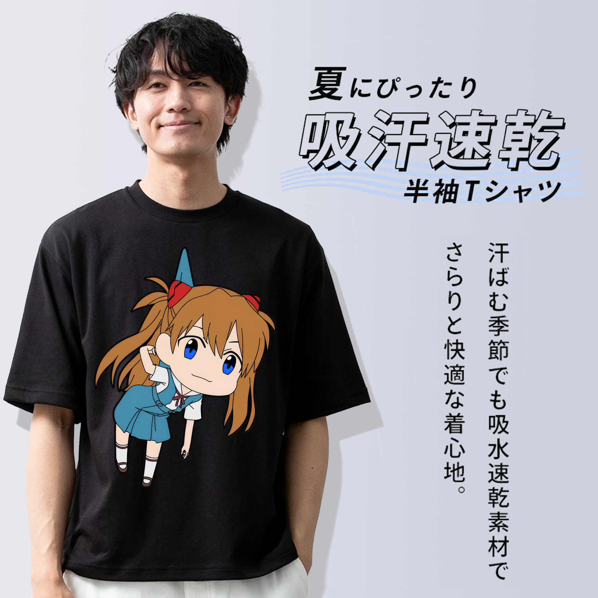 EVA 新世紀エヴァンゲリオン 綿100％ メンズ半袖Tシャツ｜肌触りやわらか＆通気性