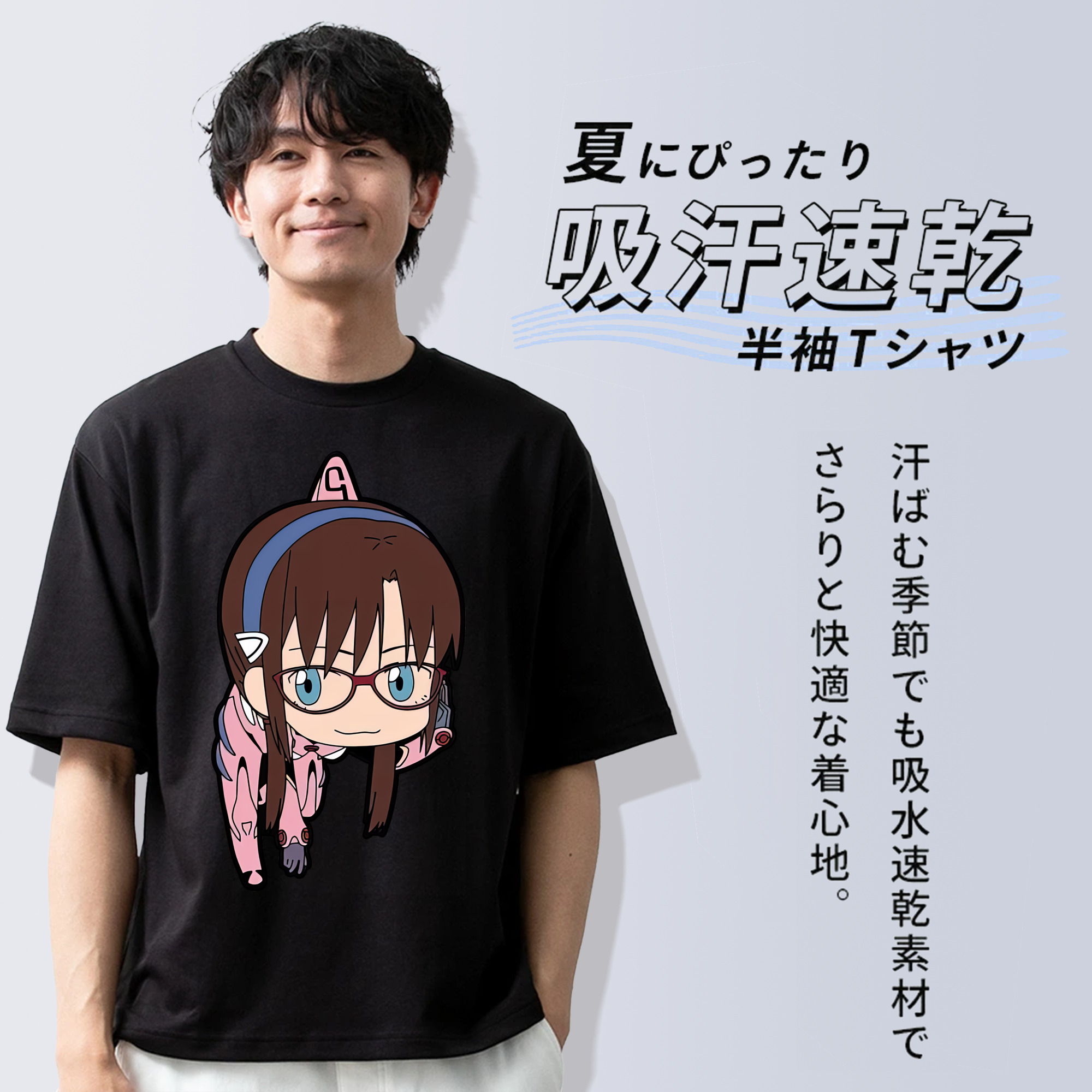 EVA 新世紀エヴァンゲリオン 綿100％ メンズ半袖Tシャツ｜肌触りやわらか＆通気性