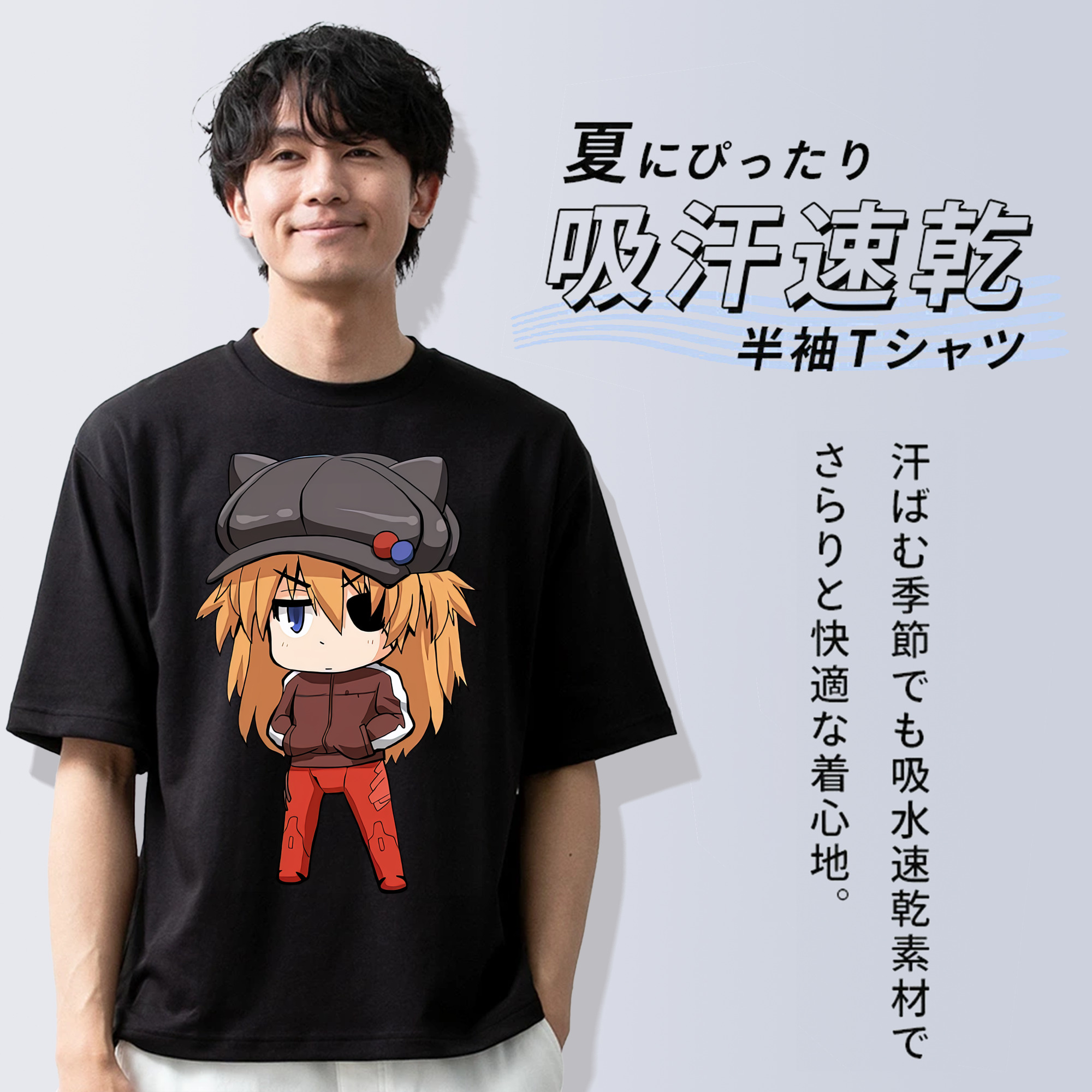 EVA 新世紀エヴァンゲリオン 綿100％ メンズ半袖Tシャツ｜肌触りやわらか＆通気性