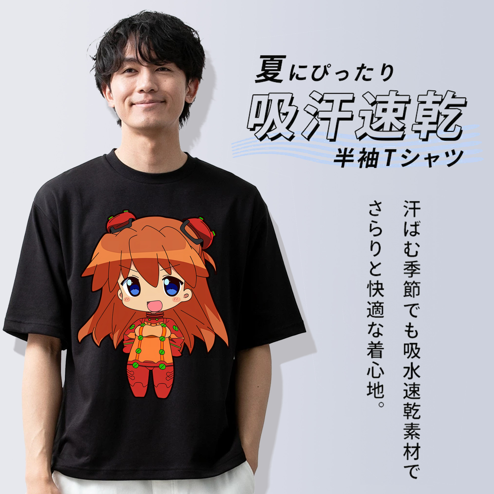 EVA 新世紀エヴァンゲリオン 綿100％ メンズ半袖Tシャツ｜肌触りやわらか＆通気性