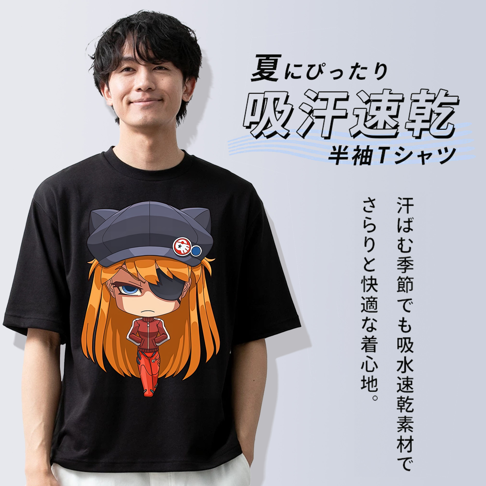 EVA 新世紀エヴァンゲリオン 綿100％ メンズ半袖Tシャツ｜肌触りやわらか＆通気性