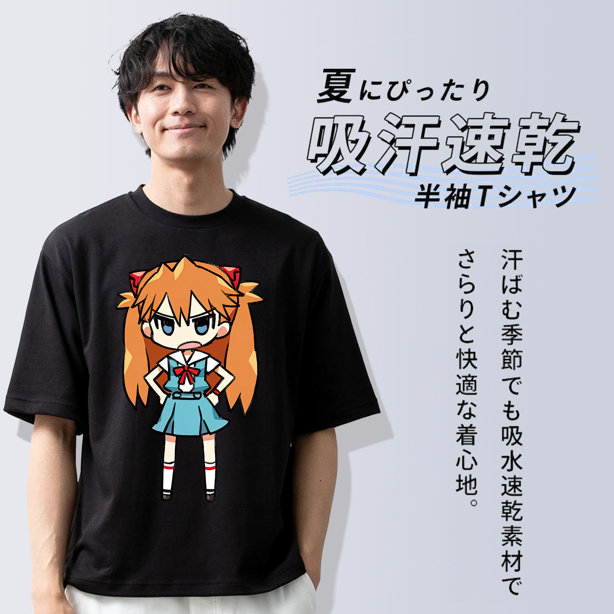 EVA 新世紀エヴァンゲリオン 綿100％ メンズ半袖Tシャツ｜肌触りやわらか＆通気性
