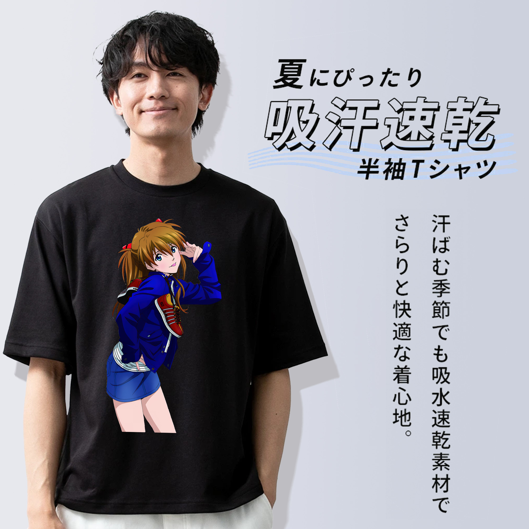 EVA 新世紀エヴァンゲリオン 綿100％ メンズ半袖Tシャツ｜肌触りやわらか＆通気性