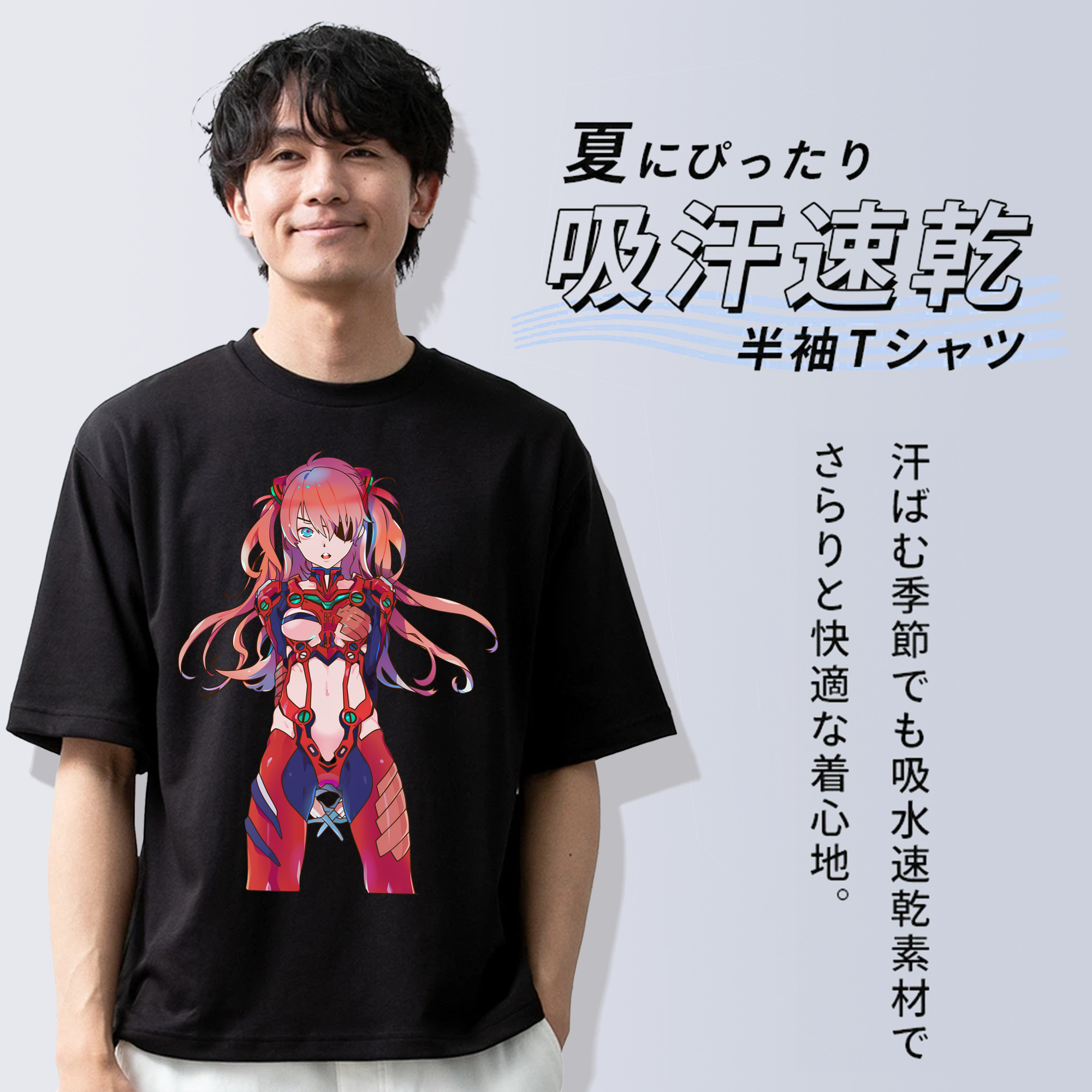 EVA 新世紀エヴァンゲリオン 綿100％ メンズ半袖Tシャツ｜肌触りやわらか＆通気性