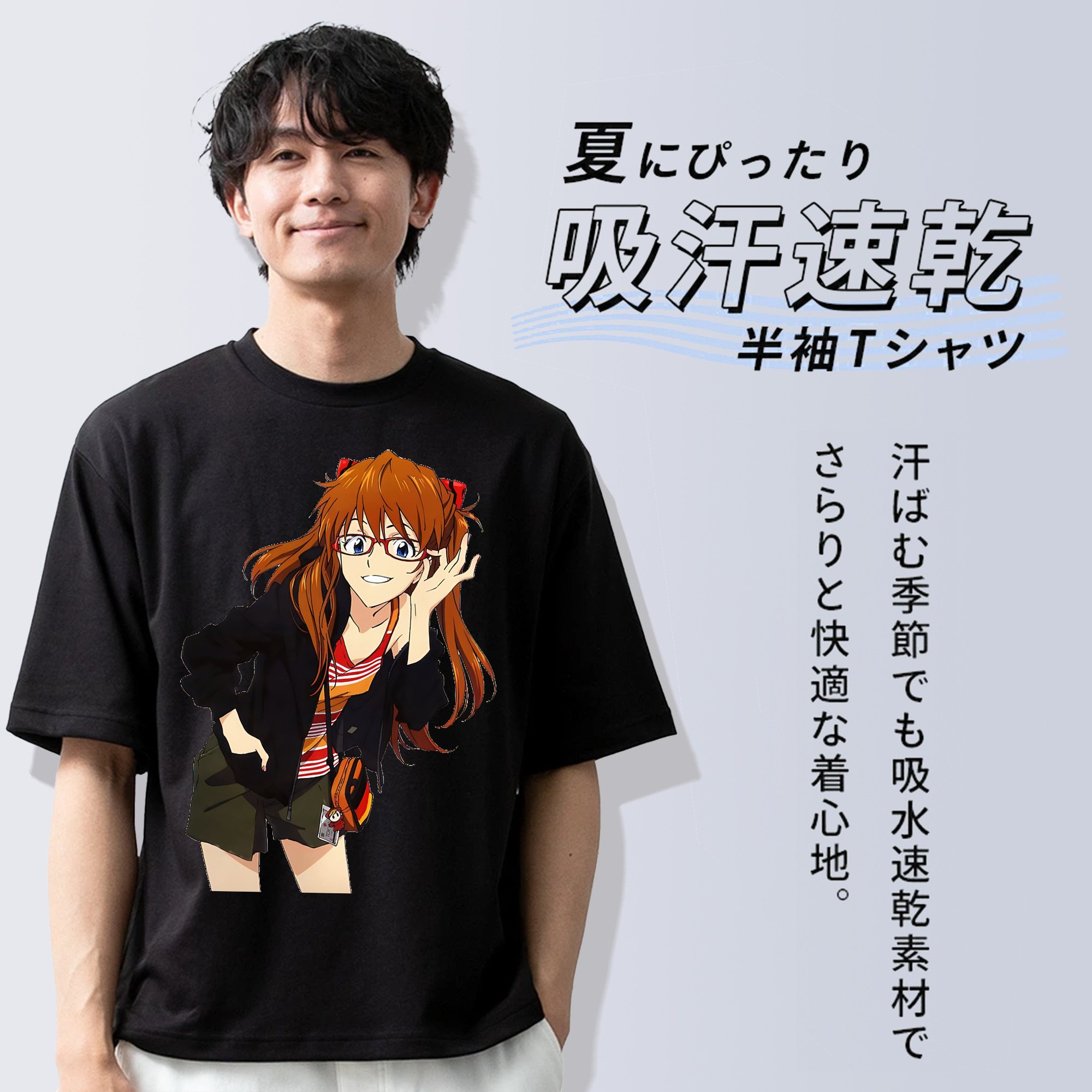 EVA 新世紀エヴァンゲリオン 綿100％ メンズ半袖Tシャツ｜肌触りやわらか＆通気性