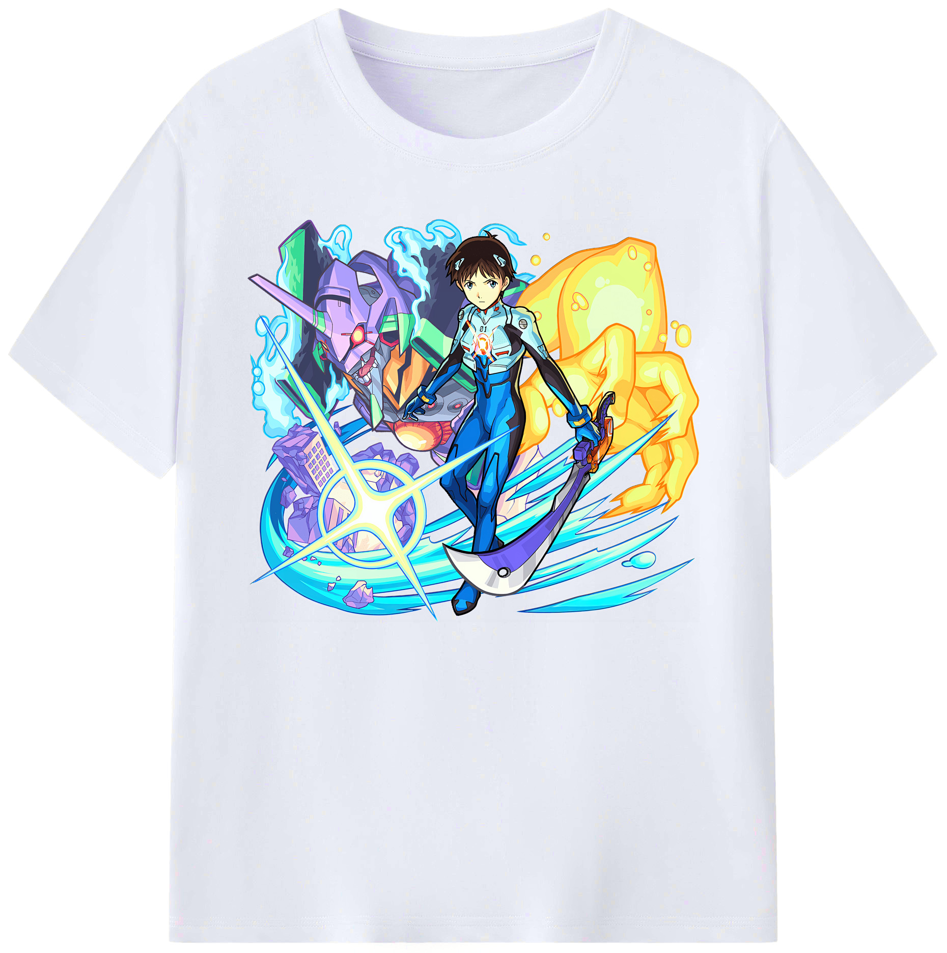 （画像用） EVA 新世紀エヴァンゲリオン 綿100％ メンズ半袖Tシャツ｜肌触りやわらか＆通気性